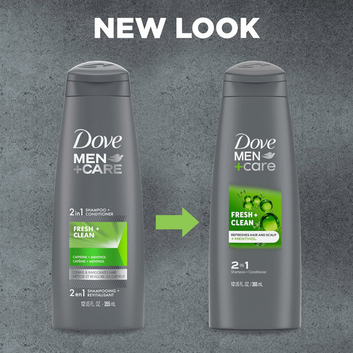 Dove Men+Care 2 in 1 Shampoo and Conditioner, Fresh and Clean 12 Ounce