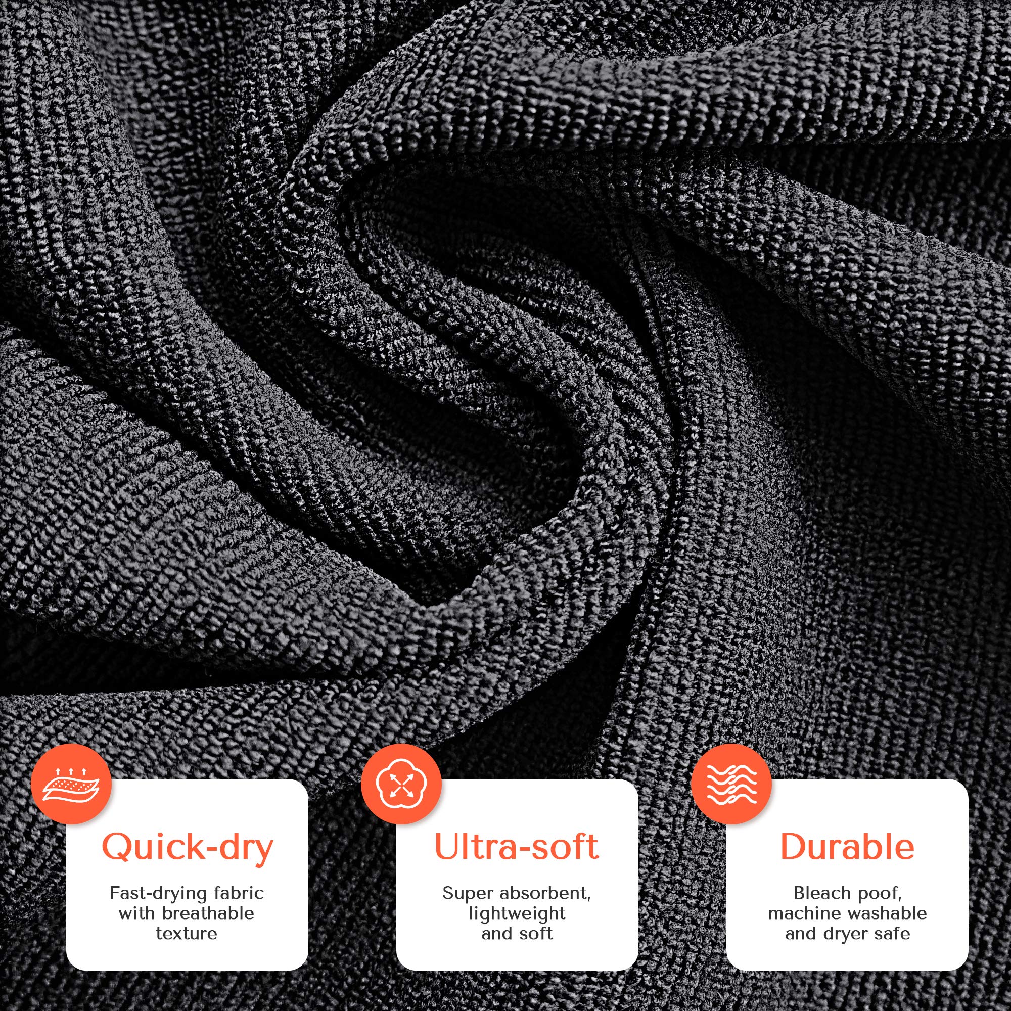 TASALON Microfiber Hair Towel - 10 Pack - Salon Towels - Quick Dry Microfiber Towels - 29 x 16 Inches Ultra-Soft Microfiber Towel for Hair, Facial Towels with Soft Absorbant - Black