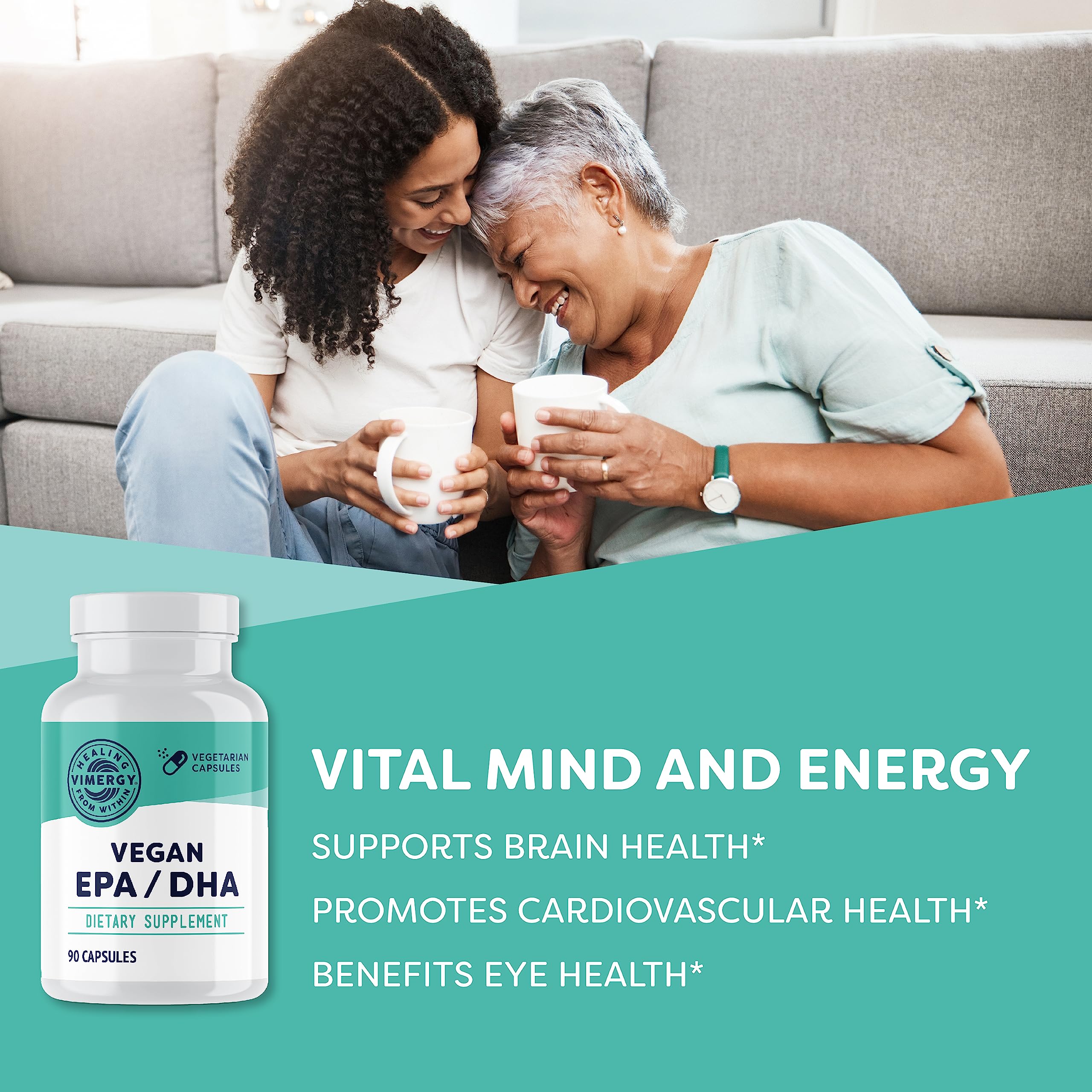 Vimergy EPA/DHA – Promotes Brain & Eye Health* – Supports Joints & Cardiovascular Health* – Kosher, Vegan & Gluten-Free – 90 Capsules