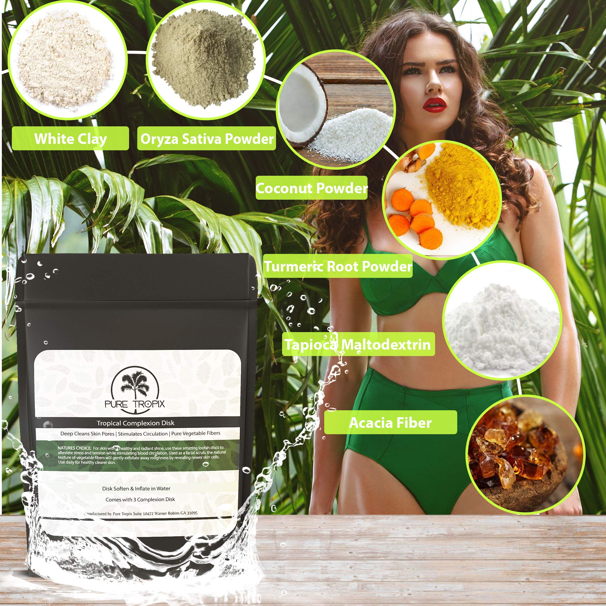 Pure Tropix Face & Body Exfoliating Scrub Set | Gentle Plant-Based Facial Cleansing Brush | Deep Cleansing Brush | Loofah Discs for Healthy and Radiant Skin | Organic Loofah for Men & Women (3 Pack)