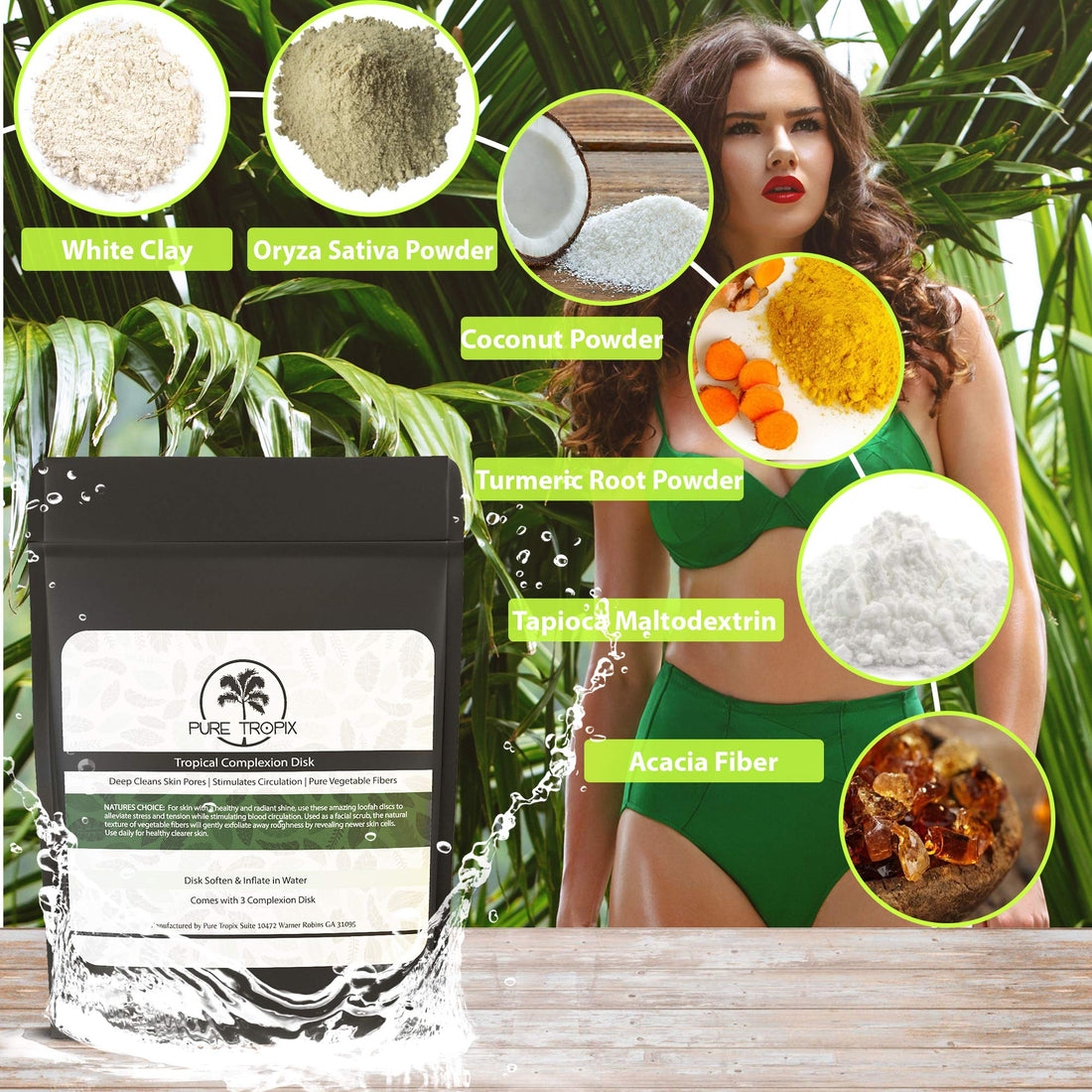 Pure Tropix Face & Body Exfoliating Scrub Set | Gentle Plant-Based Facial Cleansing Brush | Deep Cleansing Brush | Loofah Discs for Healthy and Radiant Skin | Organic Loofah for Men & Women (3 Pack)