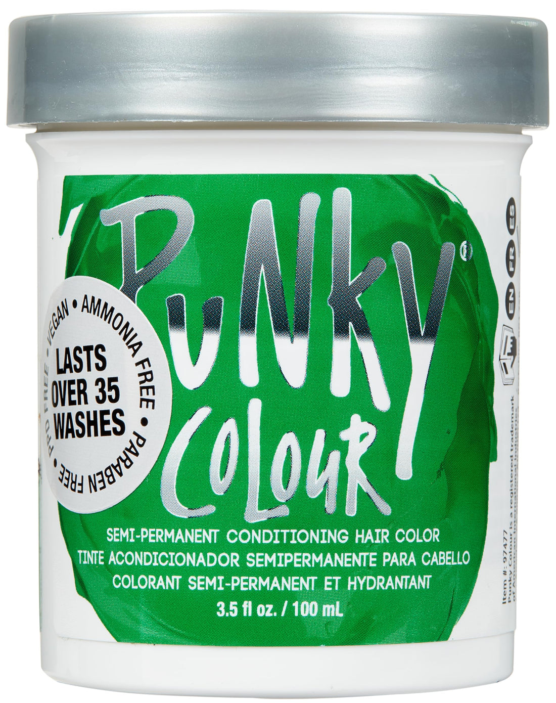 Punky Apple Green Semi Permanent Conditioning Hair Color, Vegan, PPD and Paraben Free, lasts up to 25 washes, 3.5oz