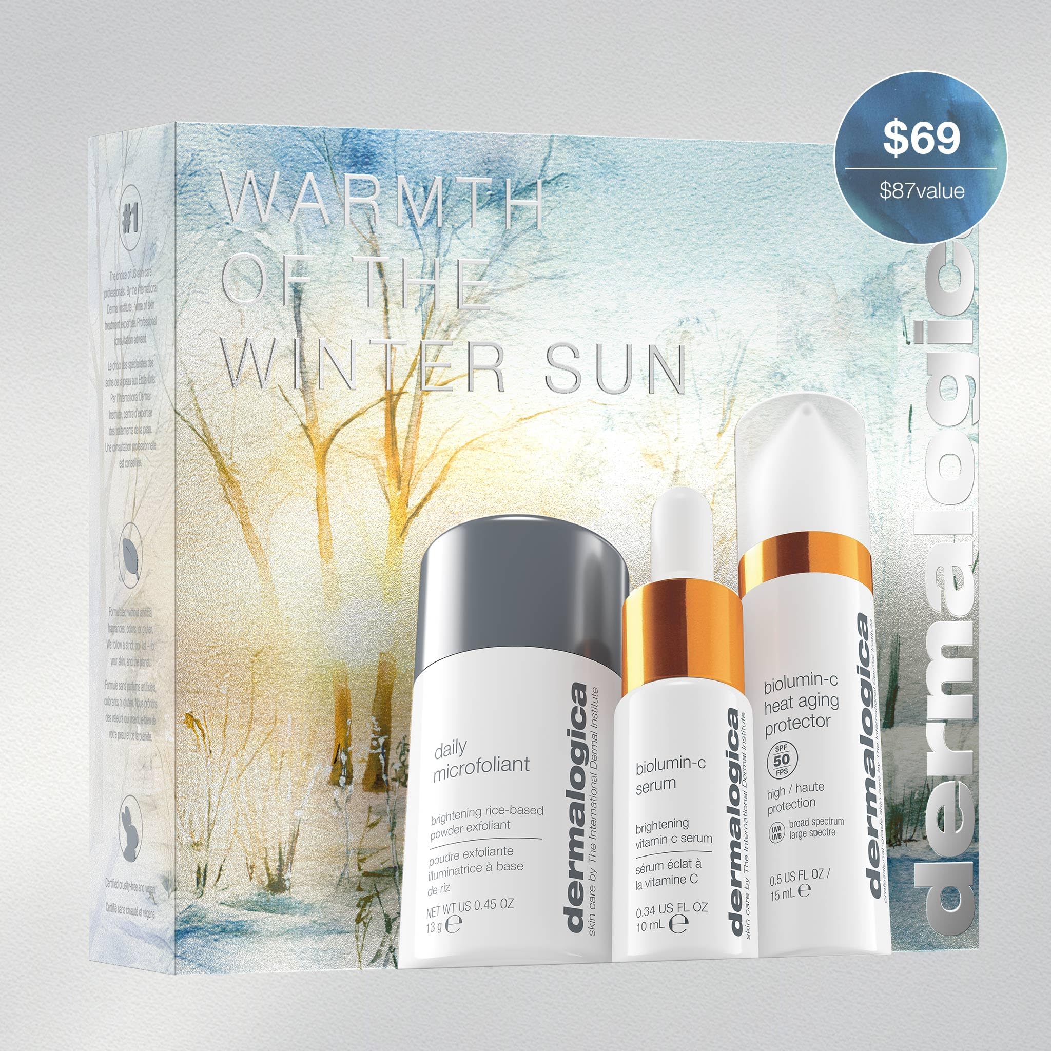 Dermalogica Warmth of the Winter Sun – Travel Sized Skin Care Set Includes Face Exfoliants, Facial Serum, and Moisturizer with SPF