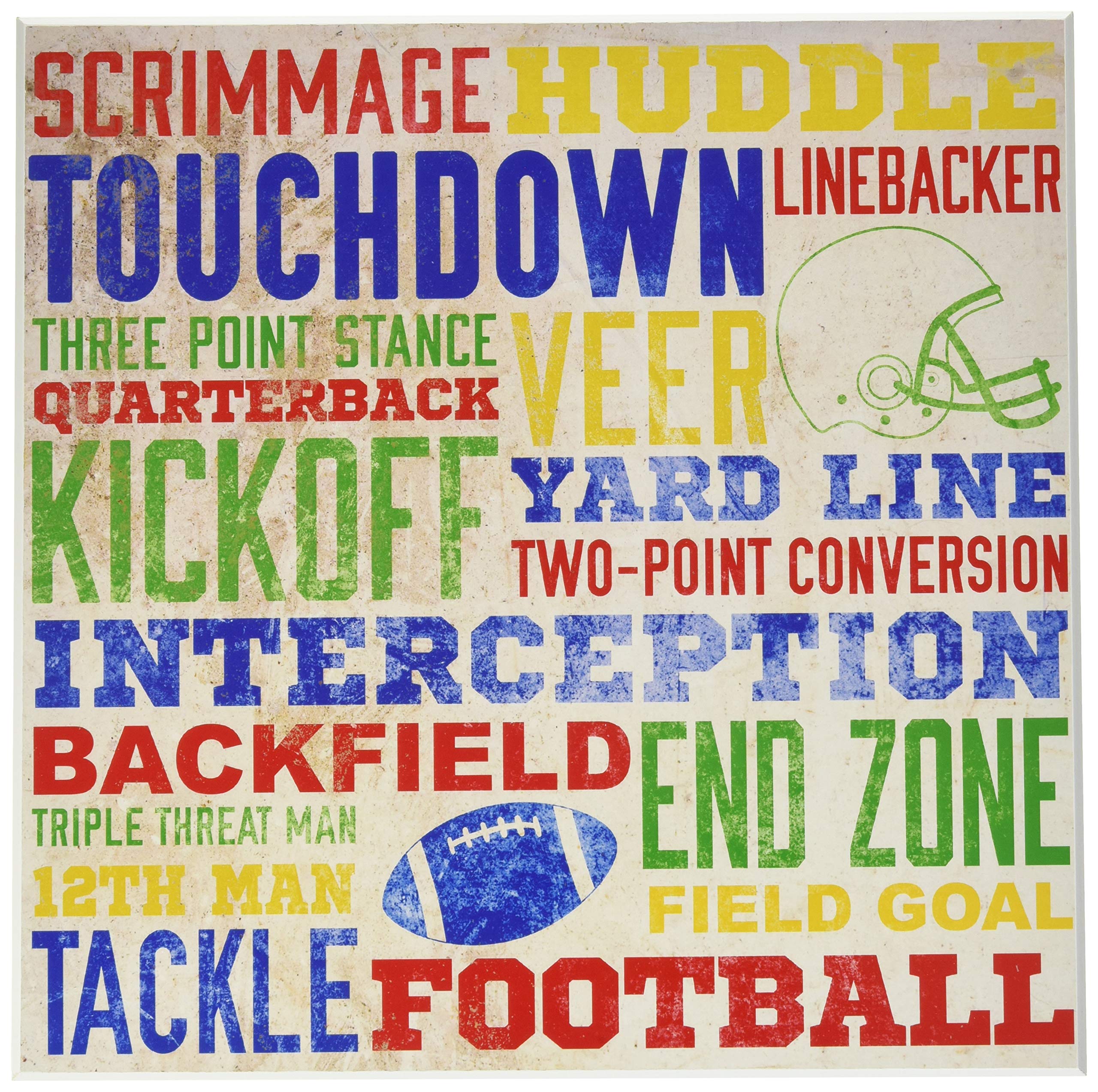 The Kids Room by Stupell Football Words Typography Square Wall Plaque