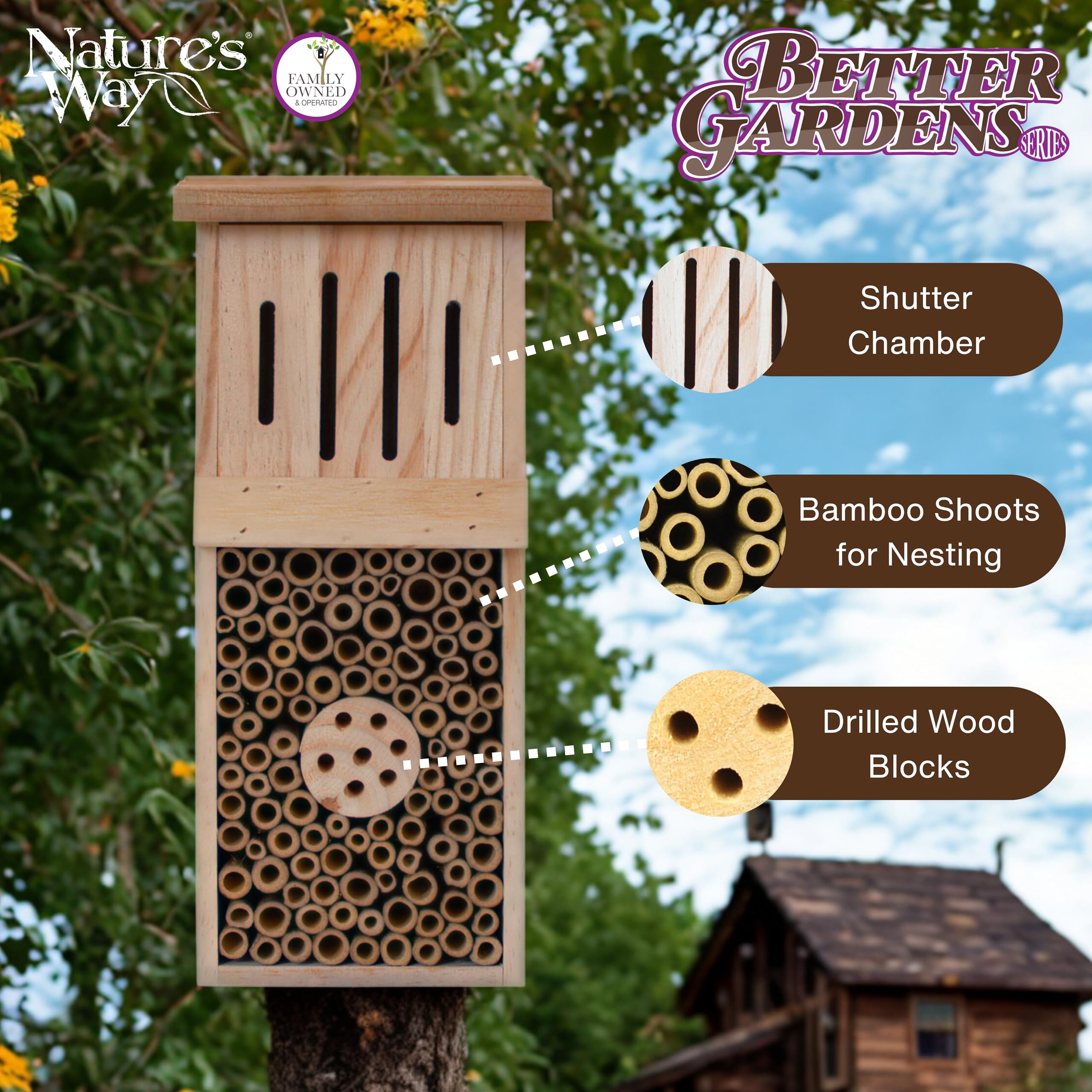 Better Gardens PWH12 Tower Power pollinator, Wood