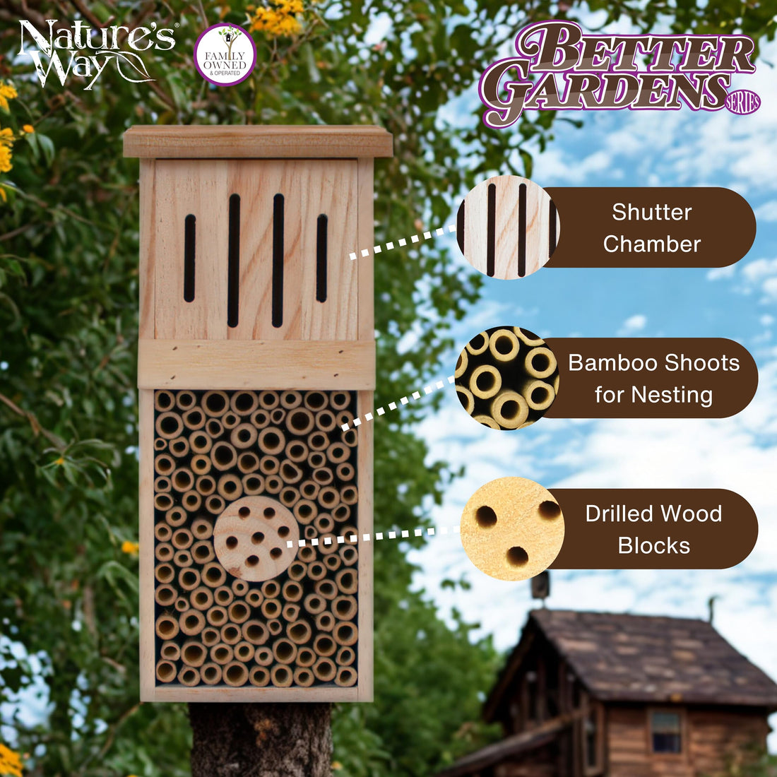 Better Gardens PWH12 Tower Power pollinator, Wood