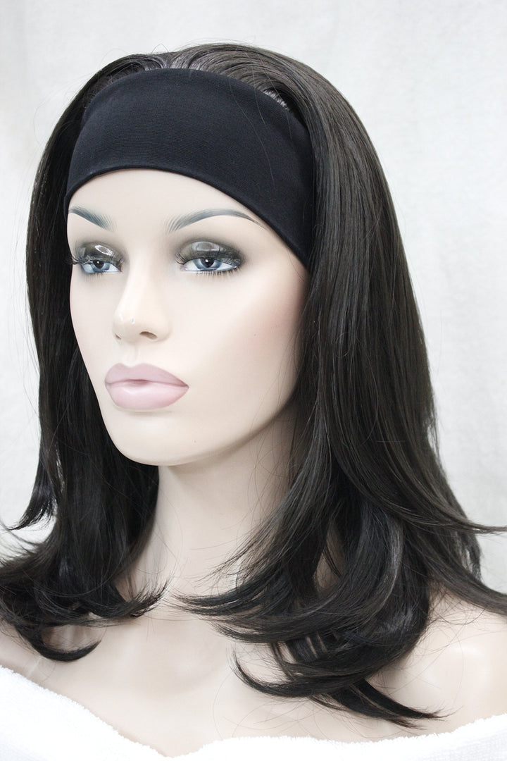 4# Dark Brown: Lydell Long Straight Wave Headband Synthetic Wigs (#4 Dark Brown)