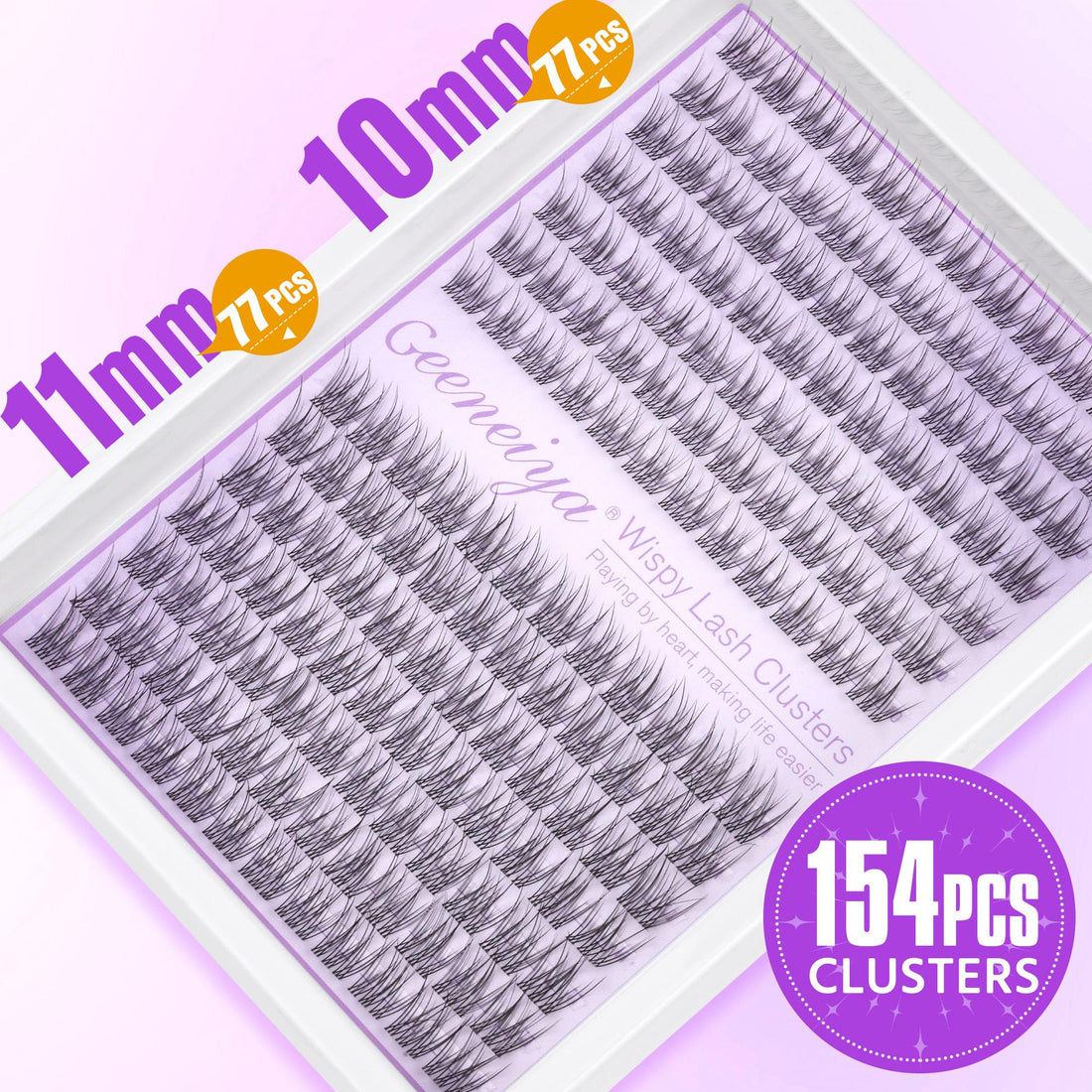 Clear Band Lash Clusters Wispy Short C Curl Eyelash Clusters 10-11mm Individual Eyelashes Natural Cluster Eyelash Extensions Natural Looking Cluster Lashes by Geeneiya(Clear Band,10-11MM)