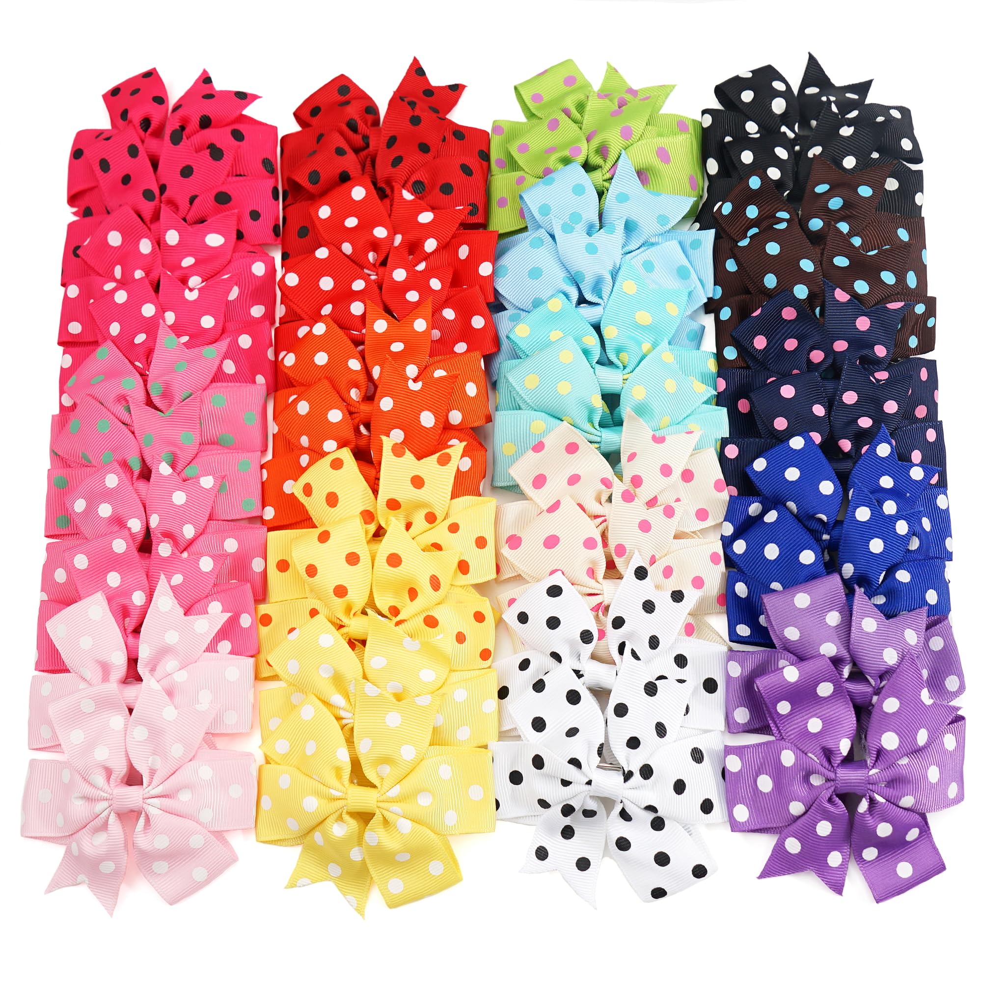 40 Pieces Baby Girls Ribbon Polka Dot Hair Bow Alligator Hair Clips For Girl Teens Kids Babies Toddlers in Pairs