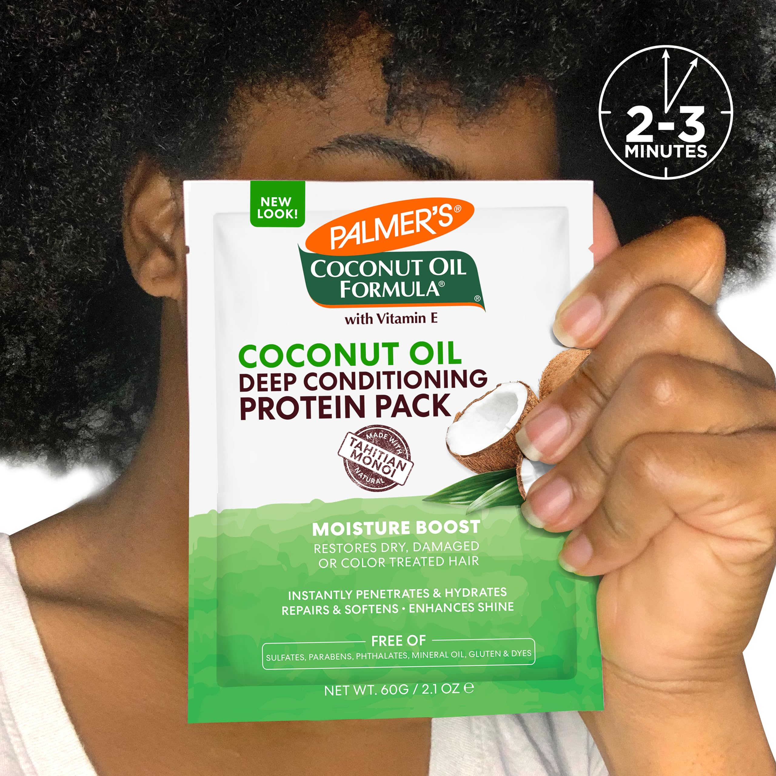 Palmer's Coconut Oil Formula Moisture Boost Protein Pack, Hair Treatment for Dry, Damaged, Over-Processed and Colored Hair, 2.1 Ounce (Pack of 12)