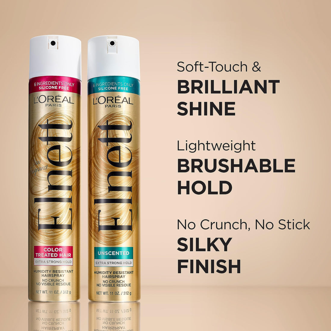 L'Oreal Paris Hair Care Elnett Satin Extra Strong Hold Hairspray, Unscented, 11 Ounce (Pack of 2)