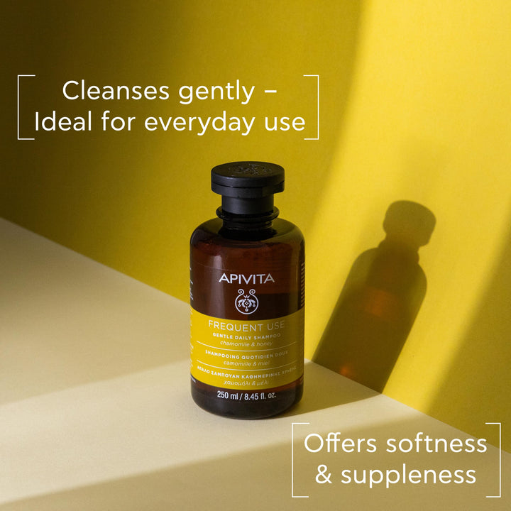 Apivita Frequent Use Gentle Daily Shampoo 250ml - Sulfate-Free and Paraben-Free Shampoo with Chamomile and Honey - Hydrates, Offers Softness and Elasticity, Helps Prevent Split Ends