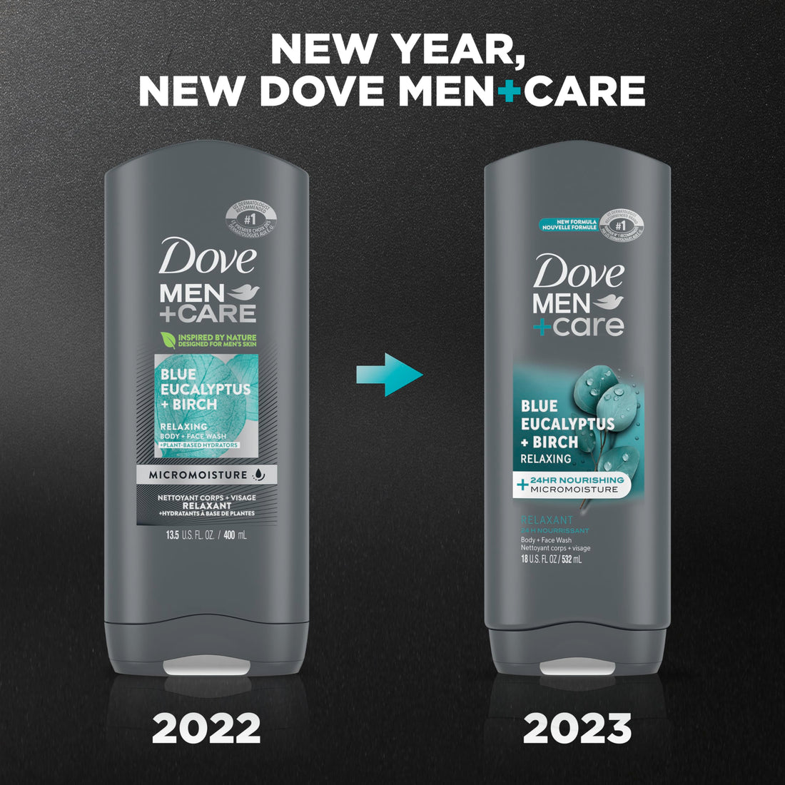 Dove Men+Care Mens Body Wash Dry Skin Body Wash with Micromoisture, Blue Eucalyptus and Birch Effectively Washes Away Bacteria While Nourishing Your Skin 18 oz 4 Count