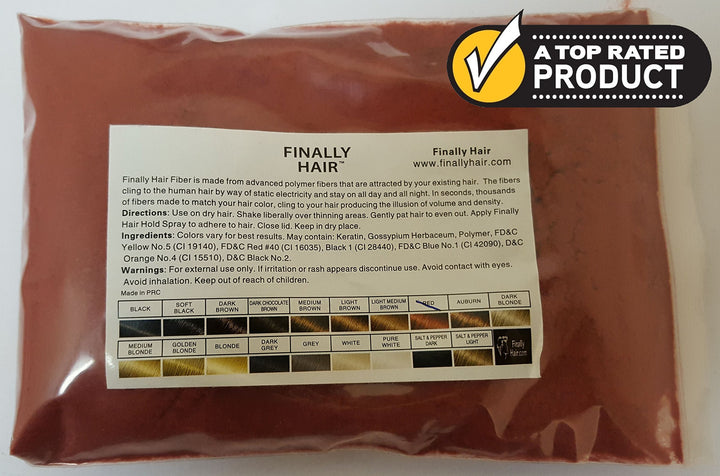 Finally Hair Building Fiber Refill 100 Grams Red Hair Loss Concealer by