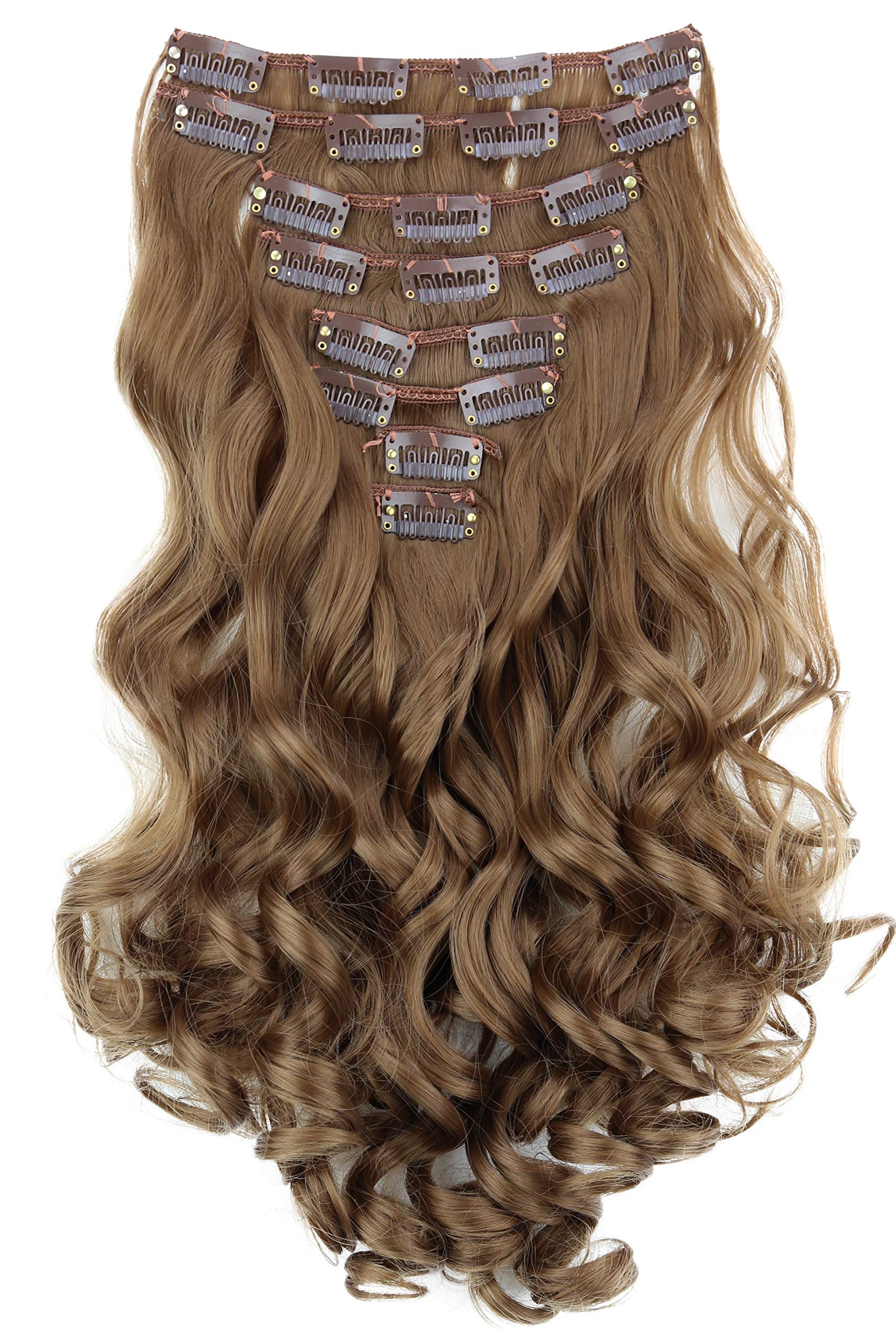 24 (60cm) medium brown #12 CES3-1 : PRETTYSHOP XXL Full Head Set 8 pcs 24 Clip In Hair Extensions Hairpiece Wavy Heat-Resisting medium brown #12 CES3-1