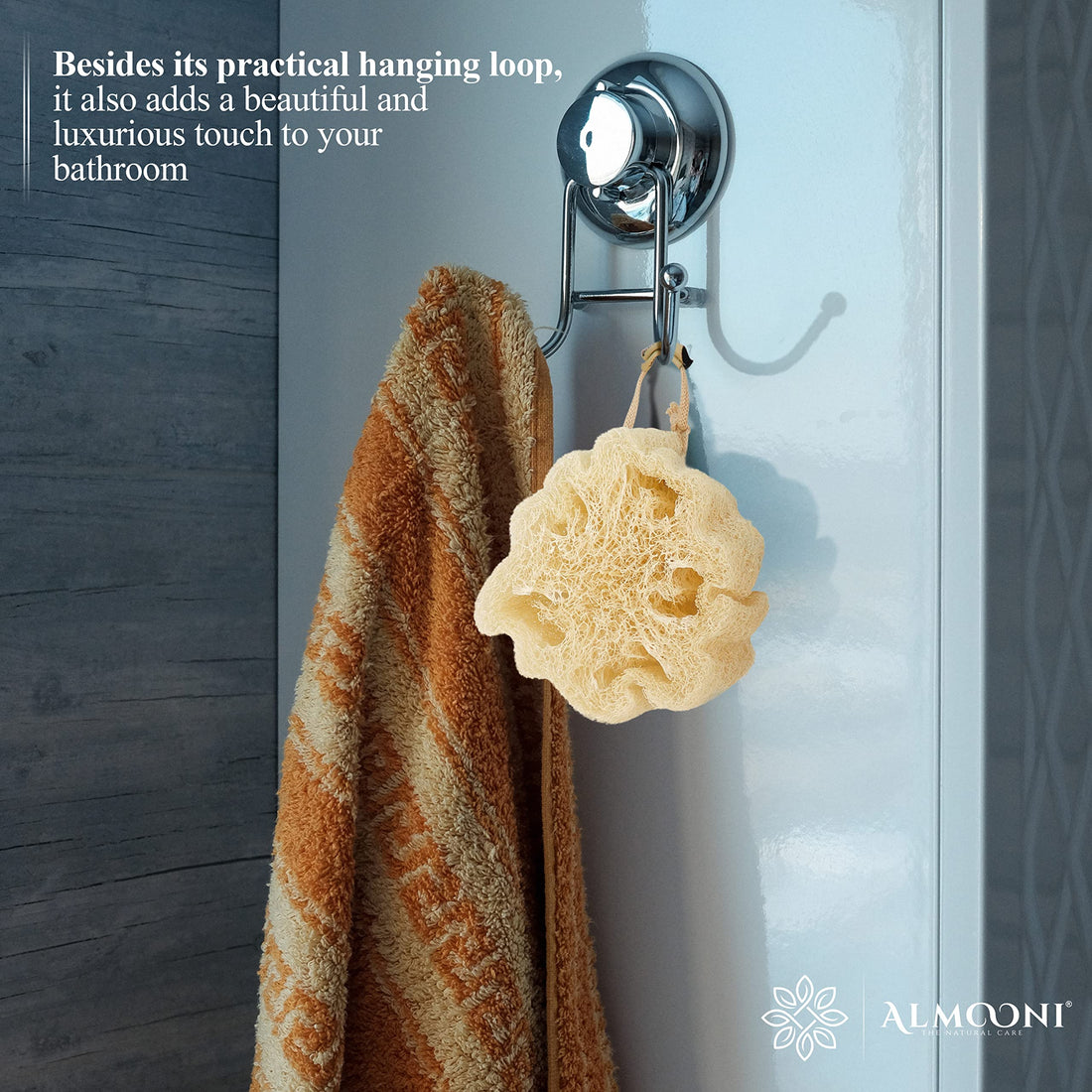 Almooni Mini Natural Loofah Sponge - Real Egyptian Shower Exfoliating Loofah - Small Loofah Scrubber for The Perfect Grip