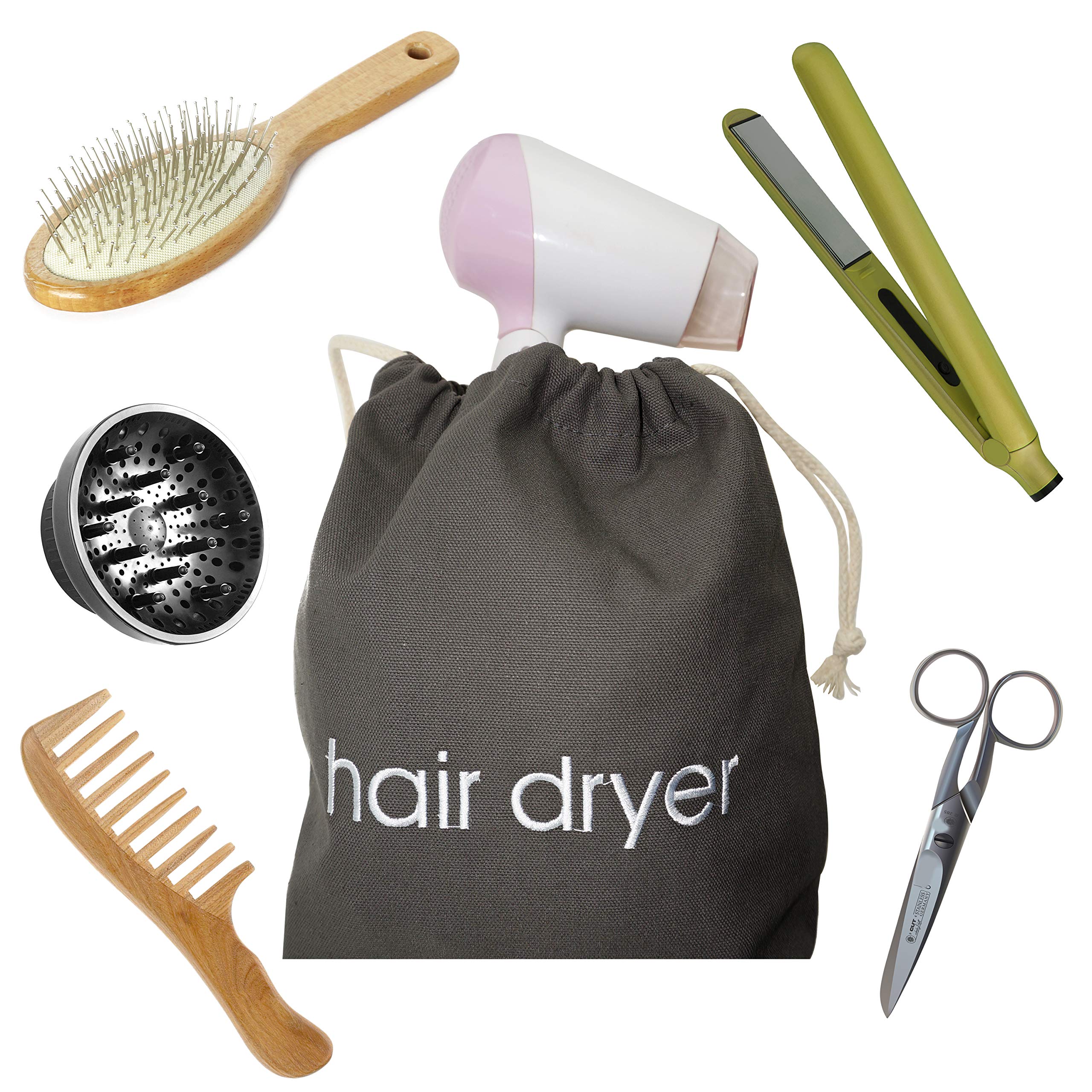 IFAMIO Hair Dryer Bag Cotton Drawstring Hairdryer Storage Container for Makeup Tools, Straightener 11.8 X 13.8 Inch Travel Cotton Organizer Cover for Home, Hotel