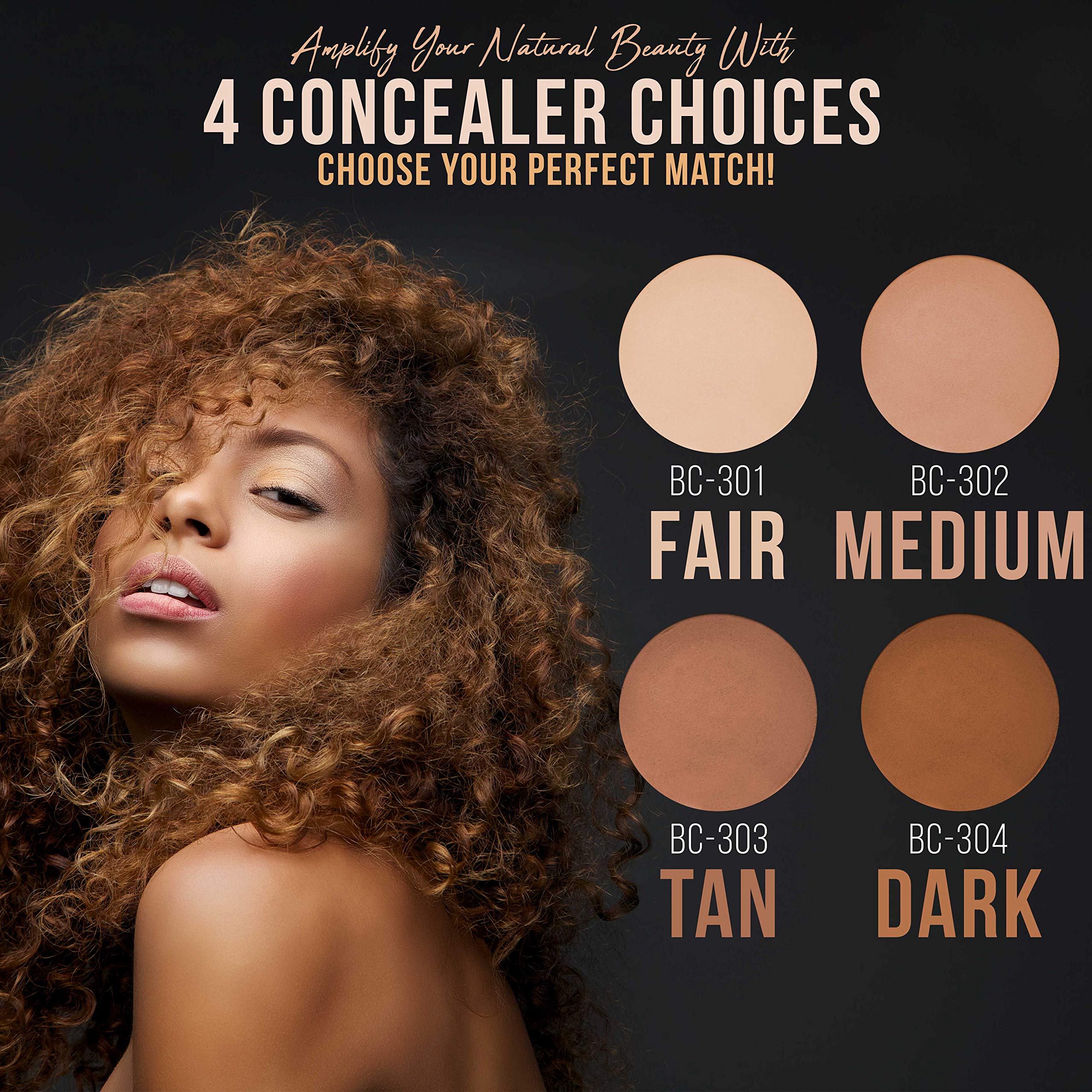 Belloccio High Definition Medium Shade Makeup Concealer 5 gram Jar - Conceal Imperfections, Hide Blemishes, Dark Under Eye Circles, Cosmetic Cream - Use Under Airbrush Foundation