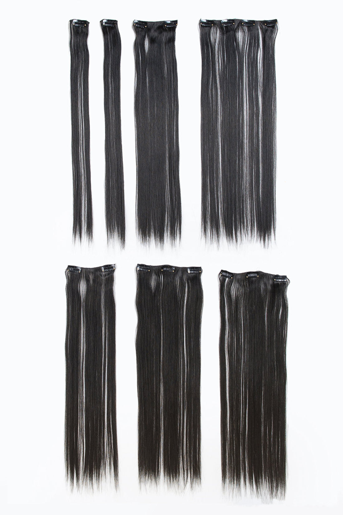 Swacc Women 22 Inches Straight Full Head 7 Separate Pieces Heat Resistance Synthetic Hair Clip In Hair Extensions (1 B Off Black)