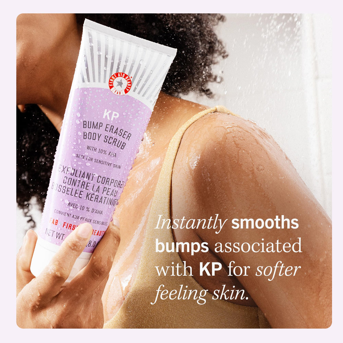 First Aid Beauty - KP Bump Eraser Body Scrub with 10% AHA, Keratosis Pilaris Skin Exfoliator with Glycolic & Lactic acids, Helps Reduce Chicken Skin Bumps, Safe for Sensitive Skin, 2 oz, 3 ct