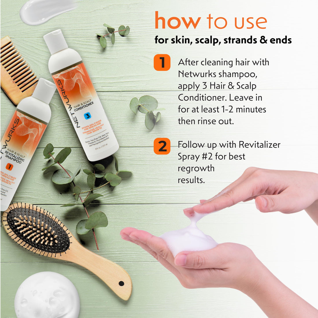 Regrowth Hair & Scalp Conditioner with Biotin, Aloe Vera, & Tea Tree Oil to Provide Shine & Volume, Detangler, 8 oz