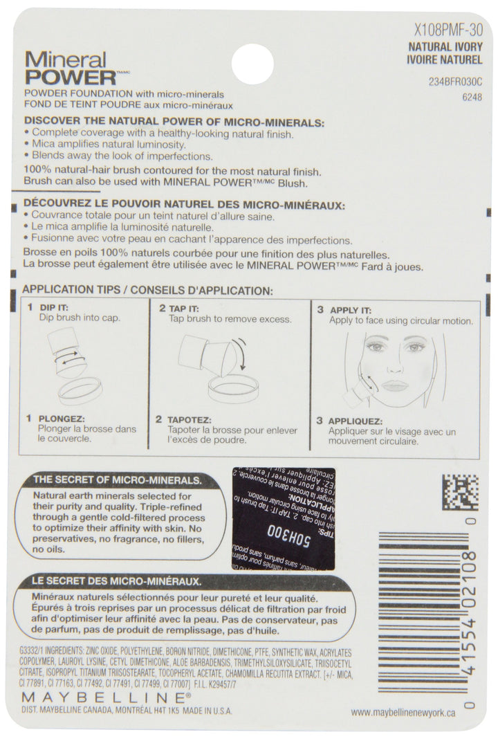 Maybelline New York Mineral Power Powder Foundation, Natural Ivory, 0.28 Ounce