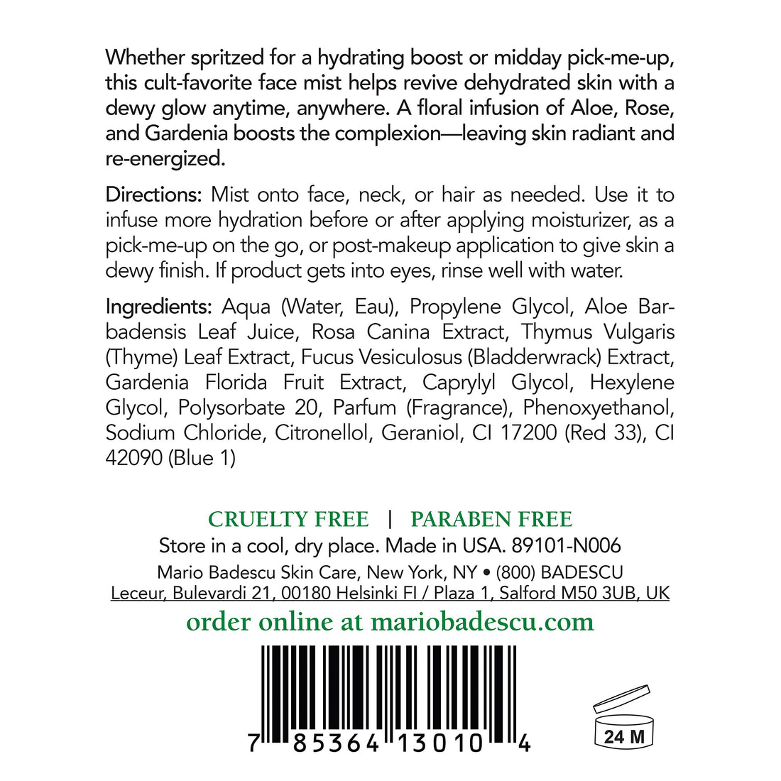 Mario Badescu Facial Spray with Rosewater & Facial Spray with Green Tea Duo, 8 oz.