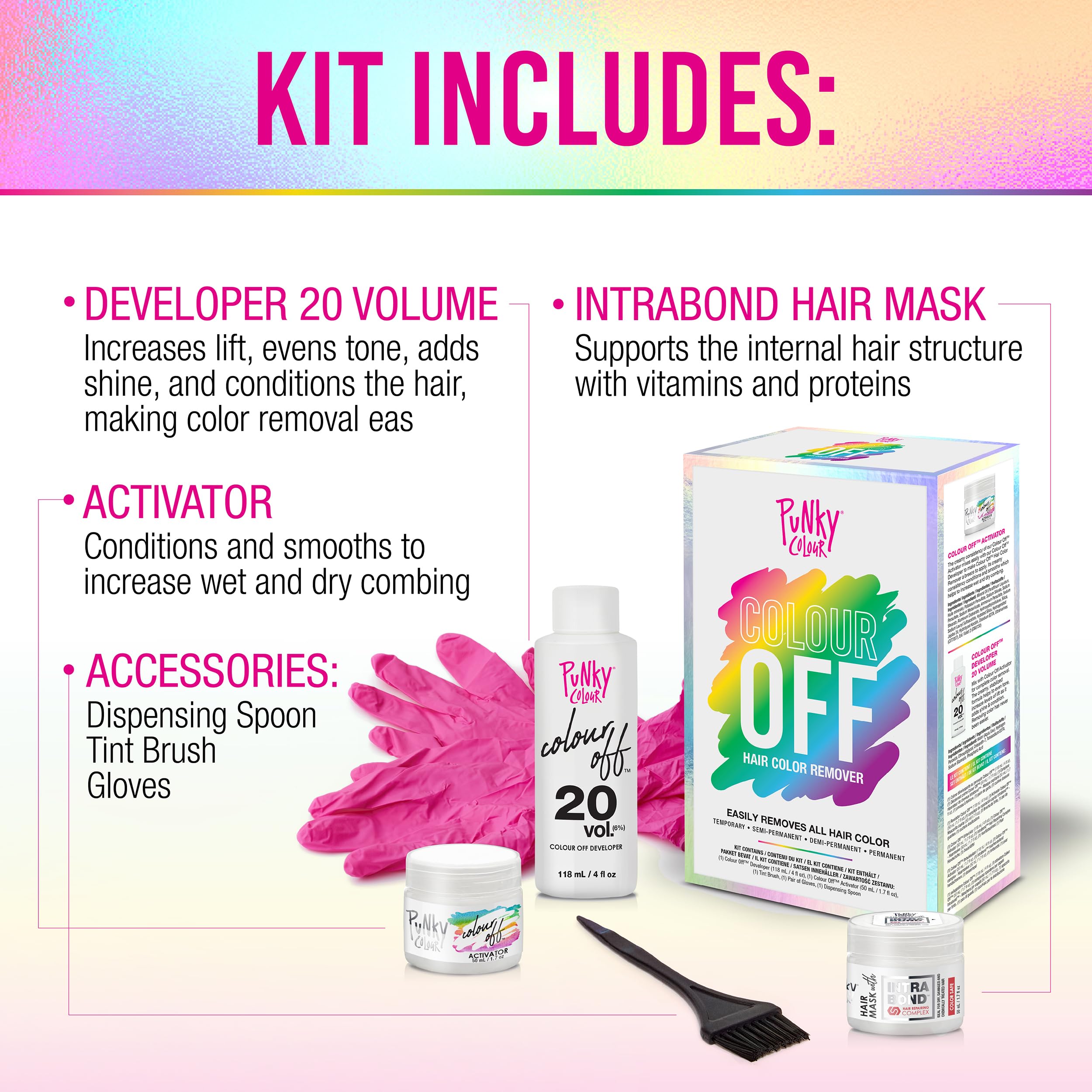 Punky Colour Off Hair Color Remover Kit - Hair Dye Remover, Safely Removes Semi Permanent Dye, and Permanent Colors, Color Removers for Dyed Hairs