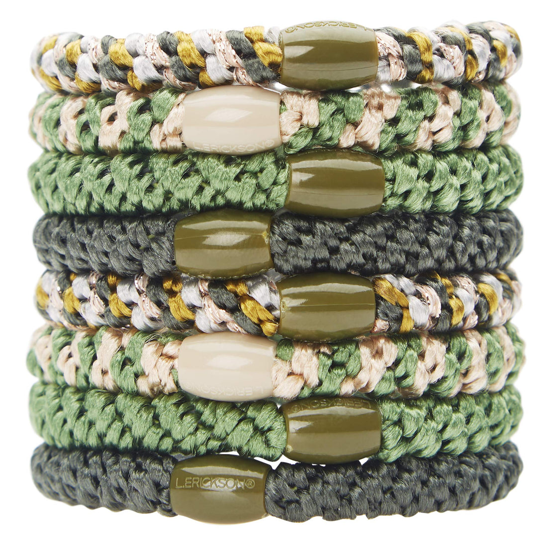 L. Erickson Grab & Go Ponytail Holders, Cadet, Set of Eight - Exceptionally Secure with Gentle Hold