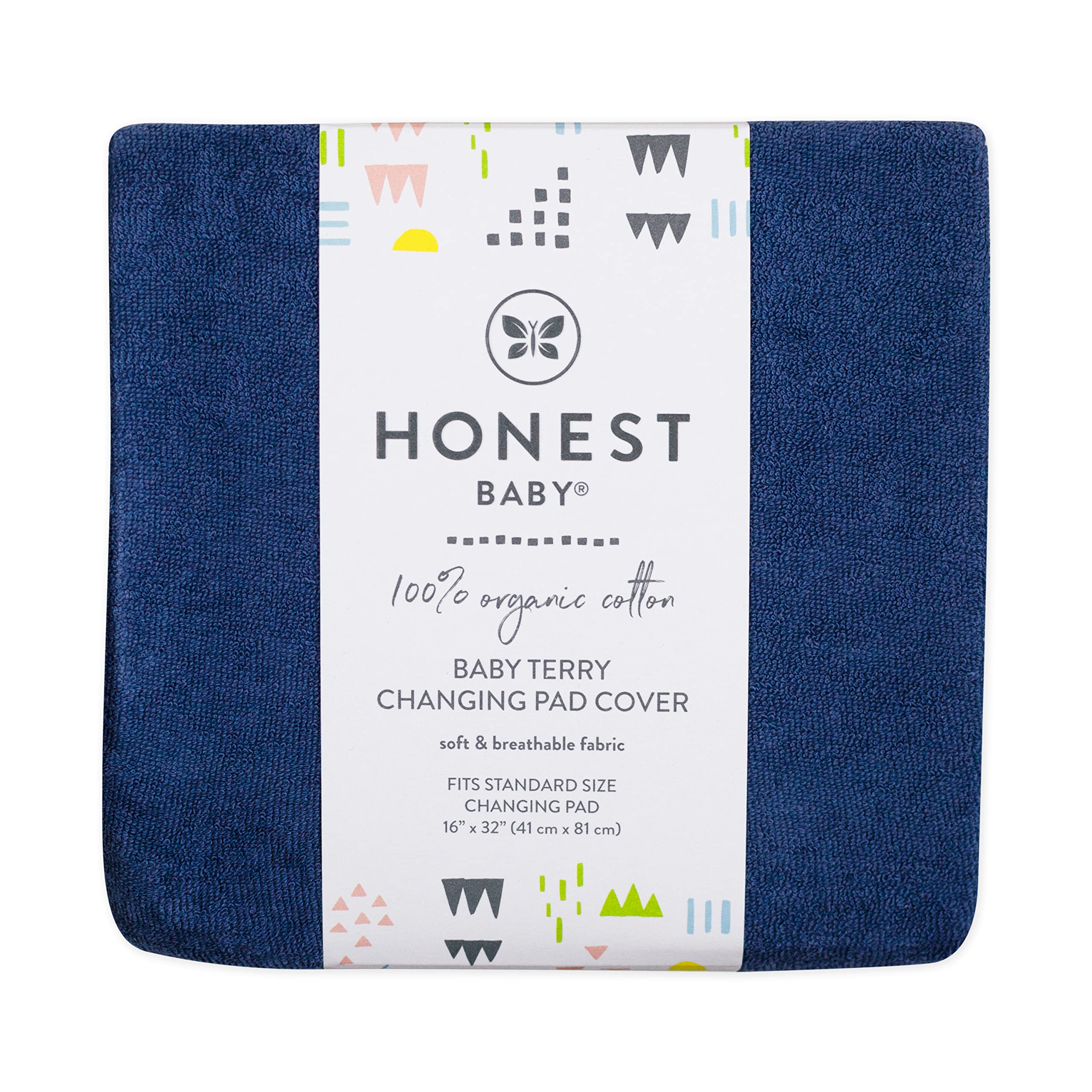 HonestBaby Boys Organic Cotton Changing Pad Cover, Navy (Terry Cotton), One Size
