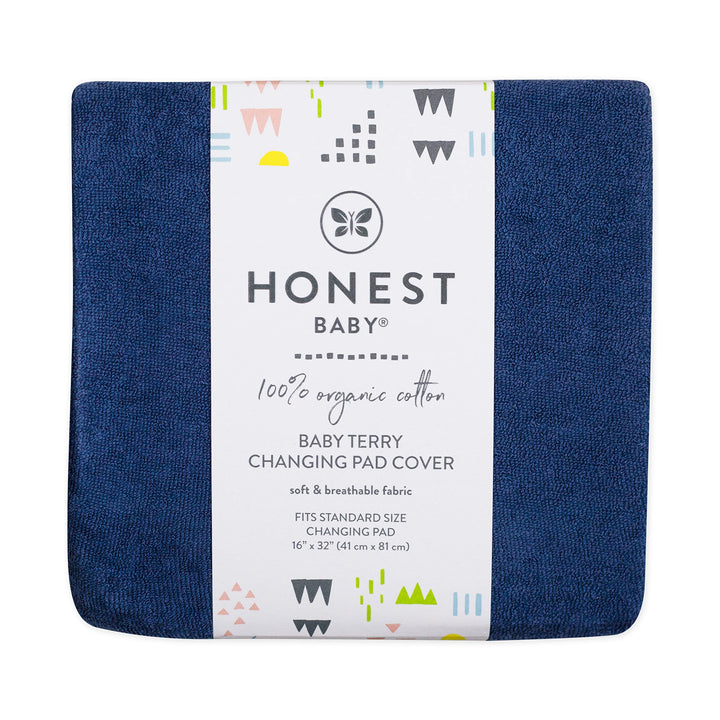HonestBaby Boys Organic Cotton Changing Pad Cover, Navy (Terry Cotton), One Size