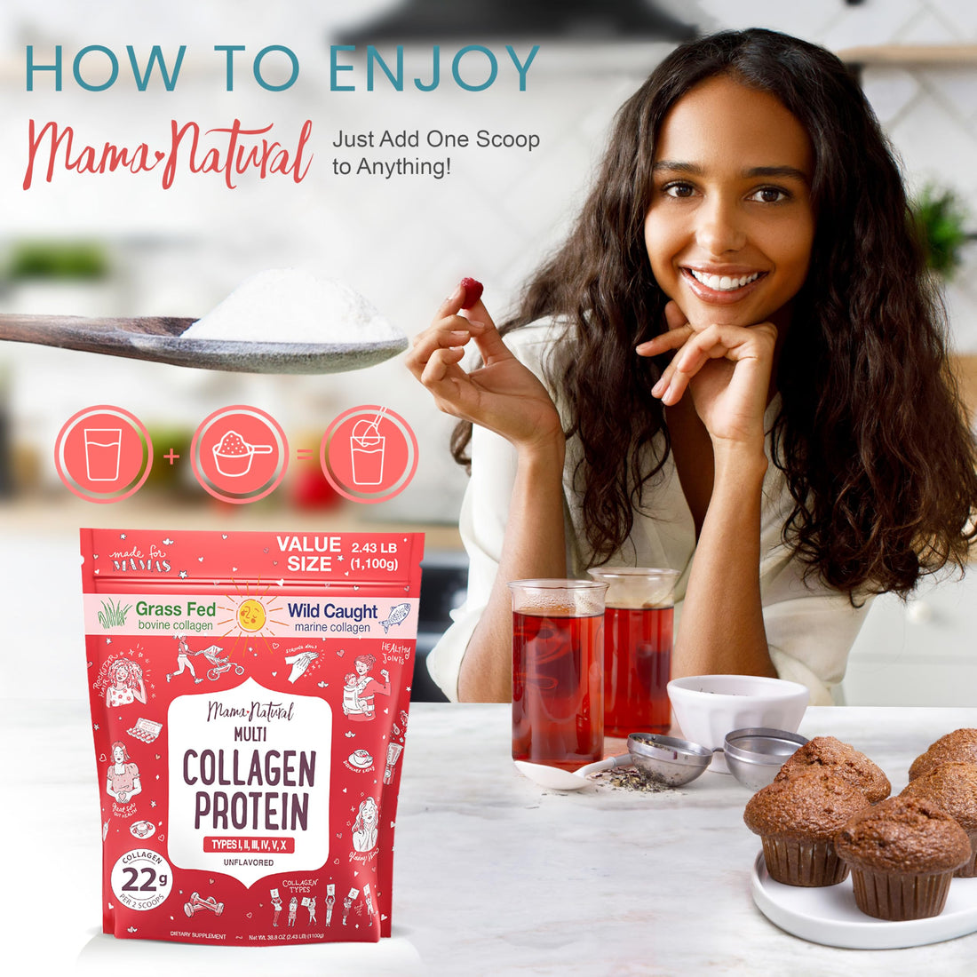 Multi Collagen Protein Powder Value Pack (100 Servings) - Unflavored & Hydrolyzed with 6 Types (1, 2, 3, 4, 5 & 10) - Pure Collagen Peptides for Women - Grass Fed Beef, Wild Fish & USA Eggshell