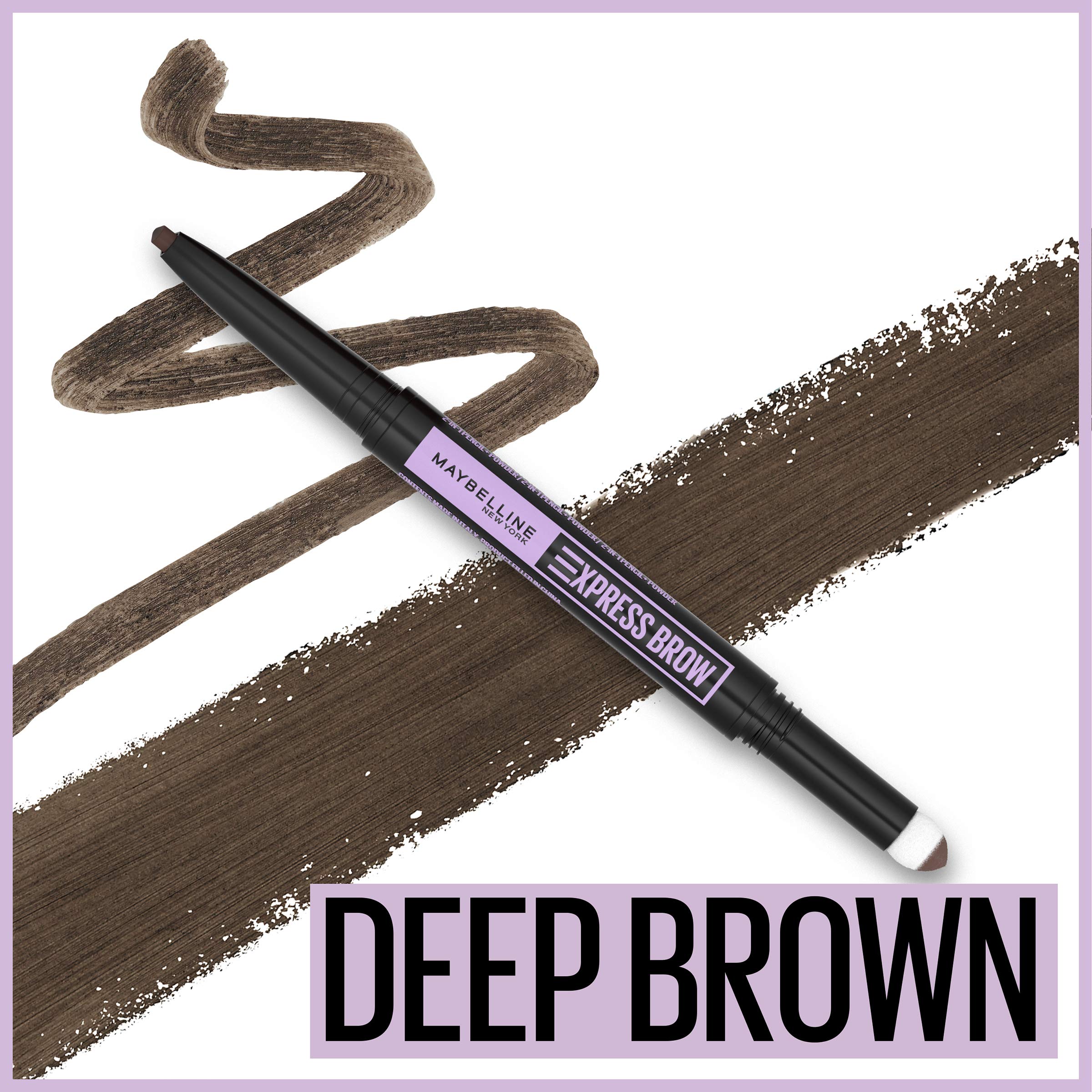 Maybelline New York Maybelline Express Brow 2-in-1 Pencil and Powder, Deep Brown, 0.02 Fl. Ounce, 260 Deep Brown, 0.02 fluid_ounces (Pack of 2)