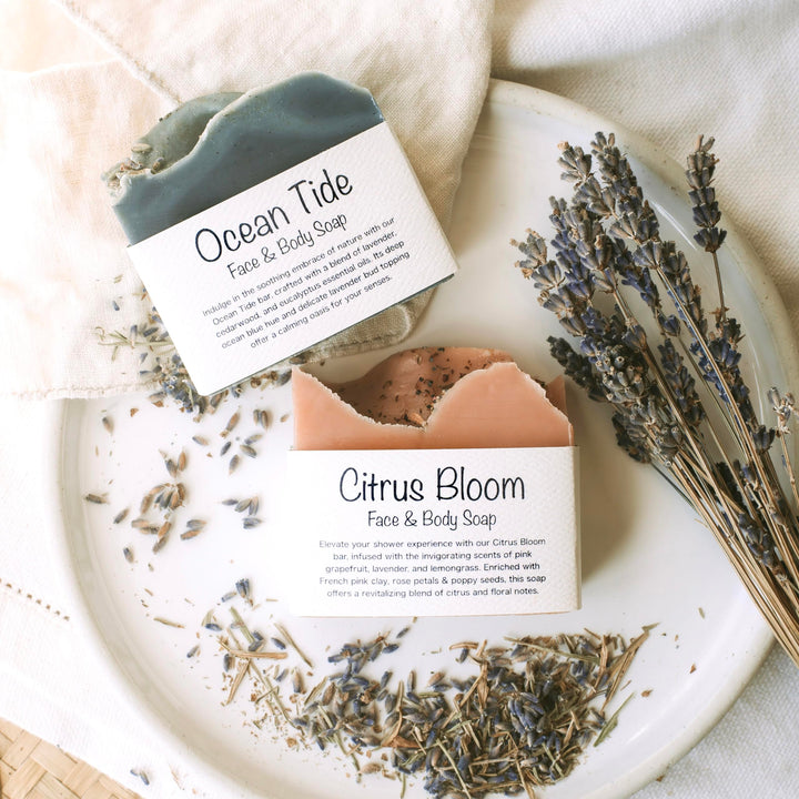 Generic Handmade Organic and Vegan Soap Bars for Face and Body, with Premium Essential Oils of Lavender, Lemongrass, Cedarwood and Eucalyptus, 100% Natural Ingredients, Floral Scent, Set of 2 Bars