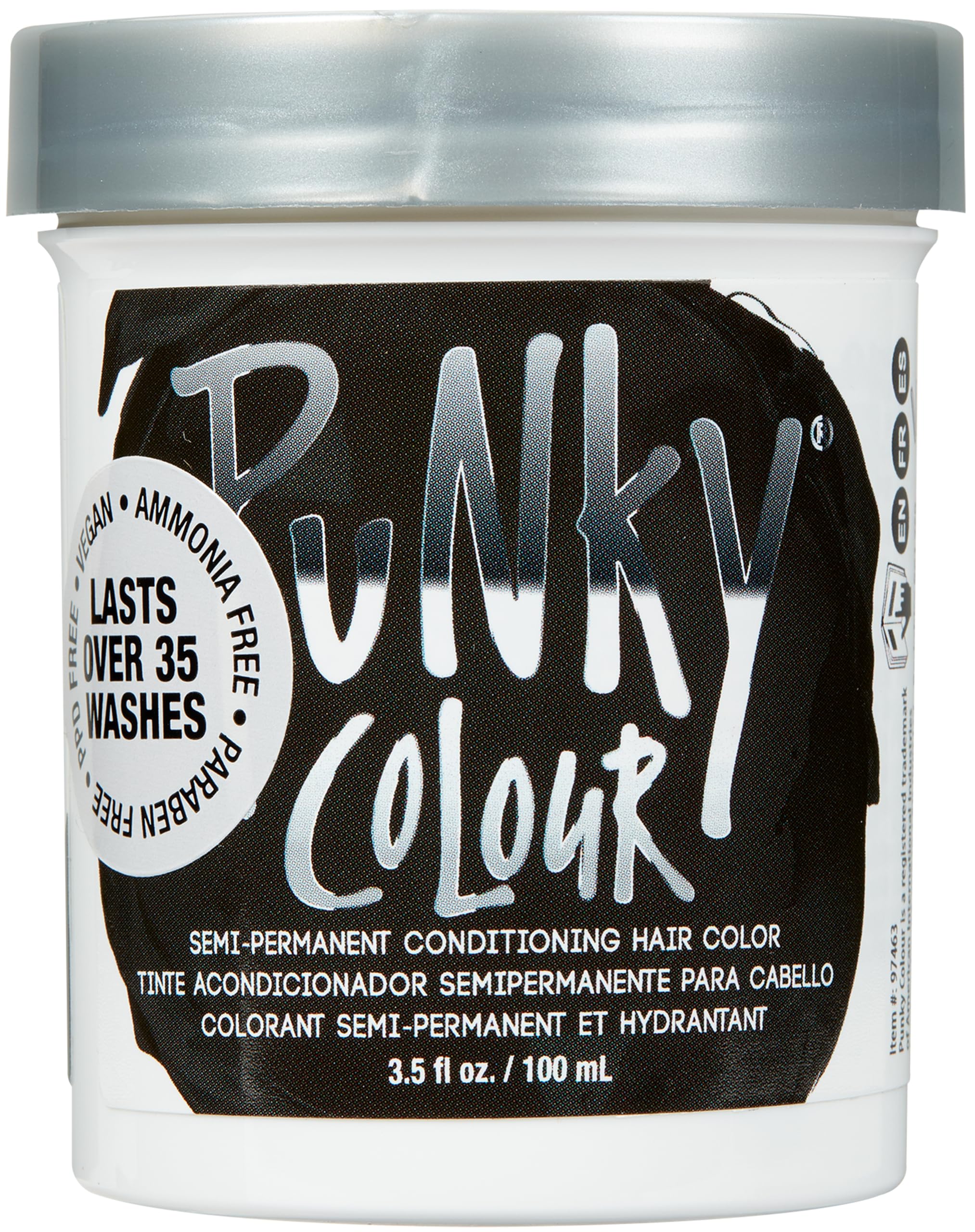 Punky Ebony Semi Permanent Conditioning Hair Color, Non-Damaging Hair Dye, Vegan, PPD and Paraben Free, Transforms to Vibrant Hair Color, Easy To Use and Apply Hair Tint, lasts up to 35 washes, 3.5oz
