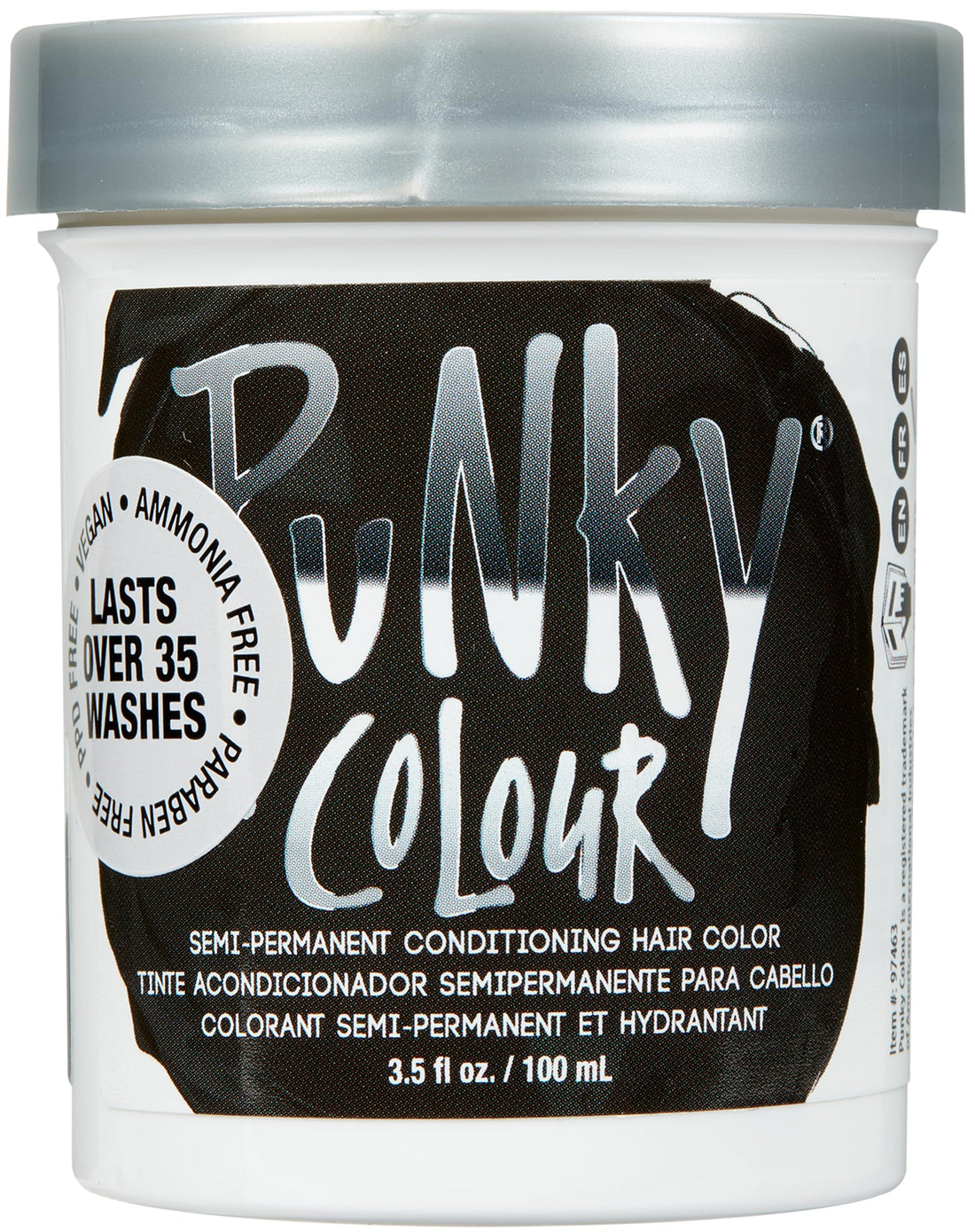 Punky Ebony Semi Permanent Conditioning Hair Color, Non-Damaging Hair Dye, Vegan, PPD and Paraben Free, Transforms to Vibrant Hair Color, Easy To Use and Apply Hair Tint, lasts up to 35 washes, 3.5oz
