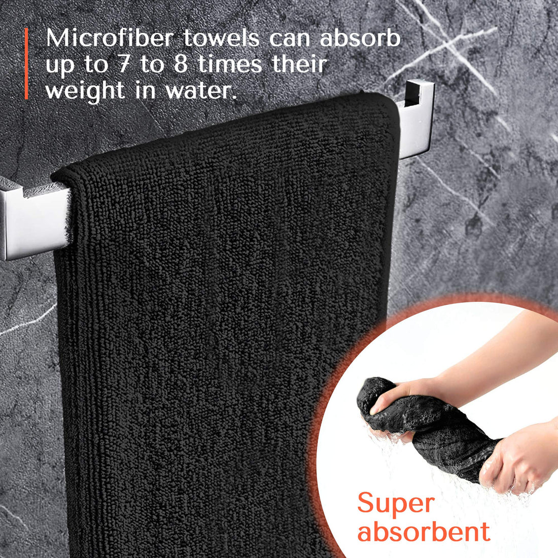 TASALON Microfiber Hair Towel - 10 Pack - Salon Towels - Quick Dry Microfiber Towels - 29 x 16 Inches Ultra-Soft Microfiber Towel for Hair, Facial Towels with Soft Absorbant - Black