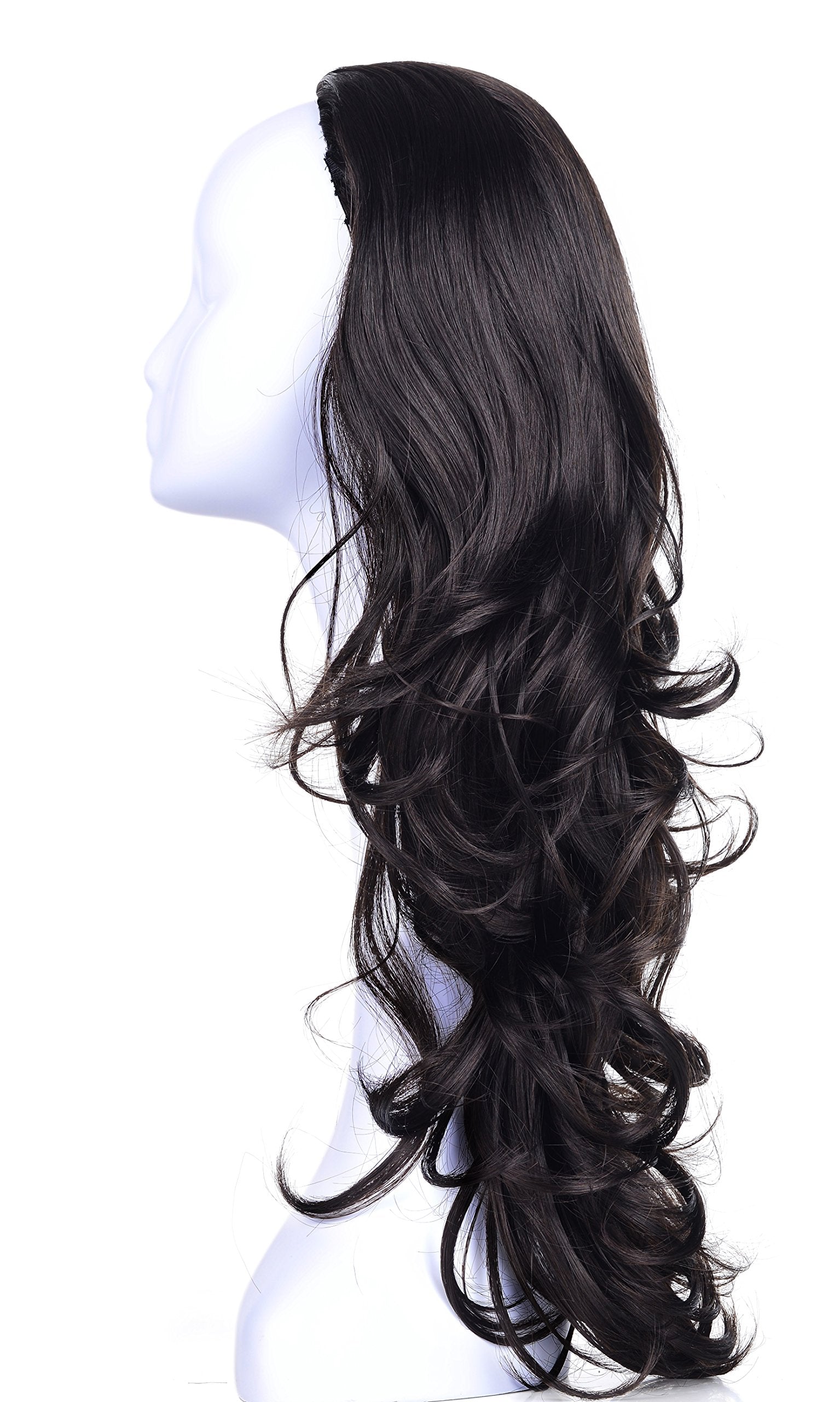 R2 : OneDor 23 Curly 3/4 Ladies Half Wig Kanekalon Hair Synthetic Wigs with Comb on a Mesh Head Cap (R2)