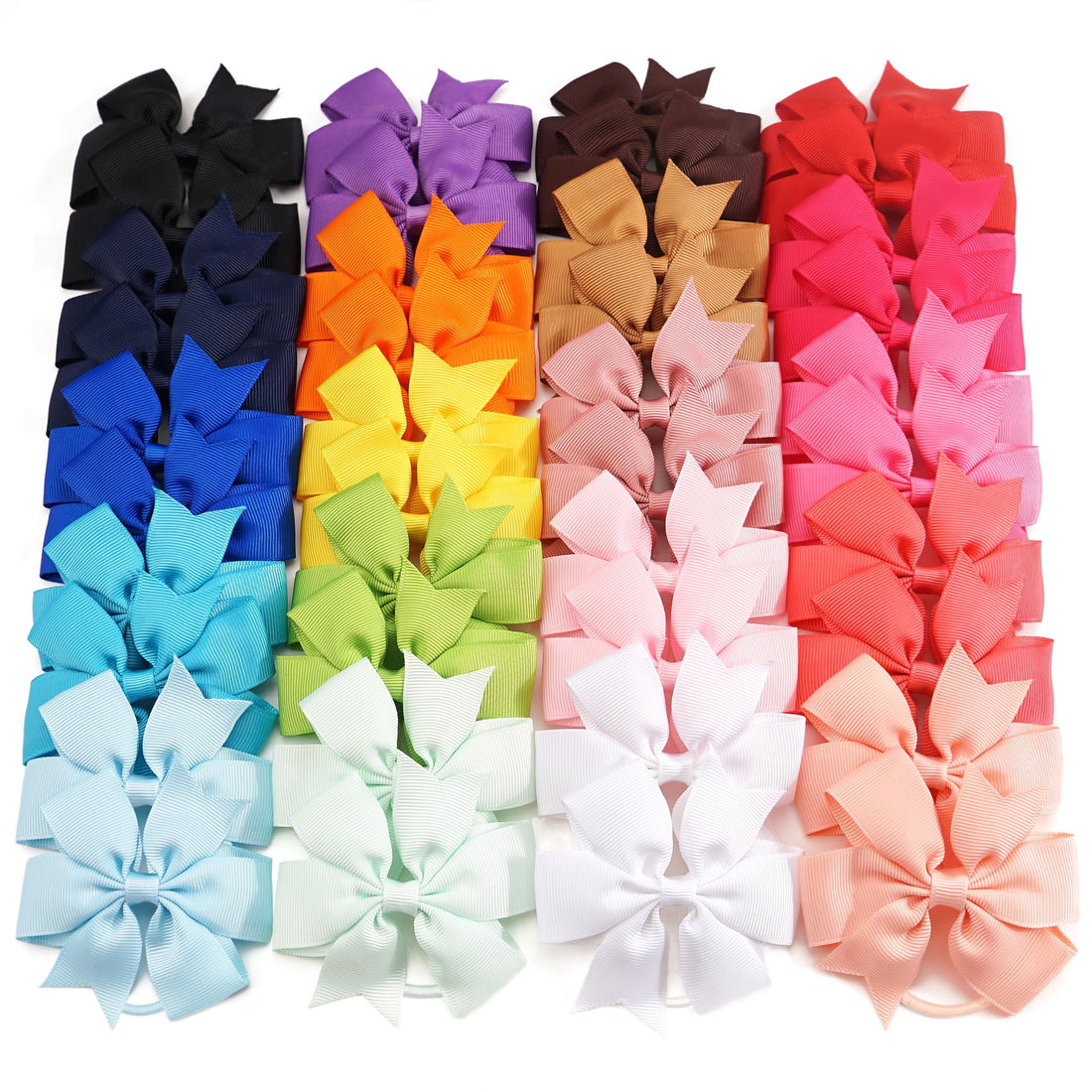 40Pcs Baby Girls 3.5'' Boutique Grosgrain Ribbon Hair Bows Elastic Hair Ties Ponytail Holder Hair Bands in Pairs for Girls Toddlers Kids Children Teens