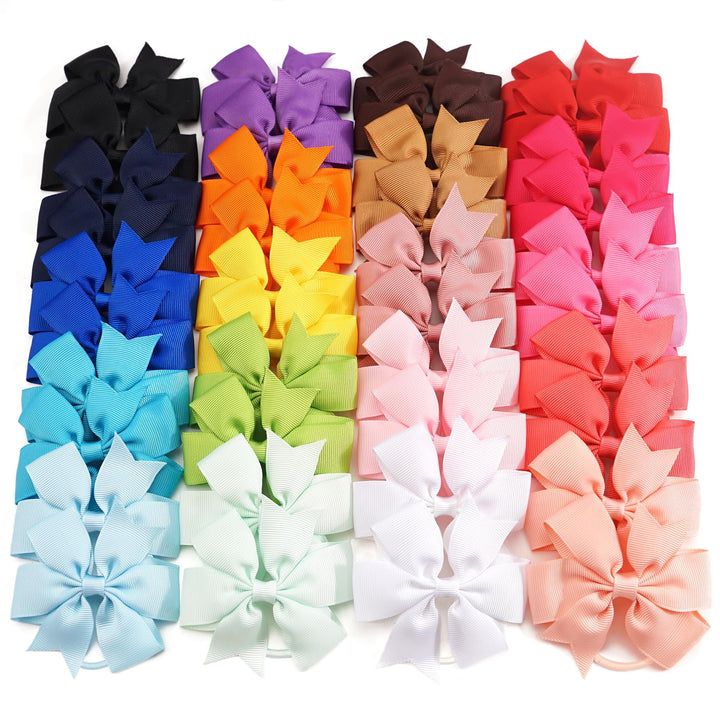 40Pcs Baby Girls 3.5'' Boutique Grosgrain Ribbon Hair Bows Elastic Hair Ties Ponytail Holder Hair Bands in Pairs for Girls Toddlers Kids Children Teens