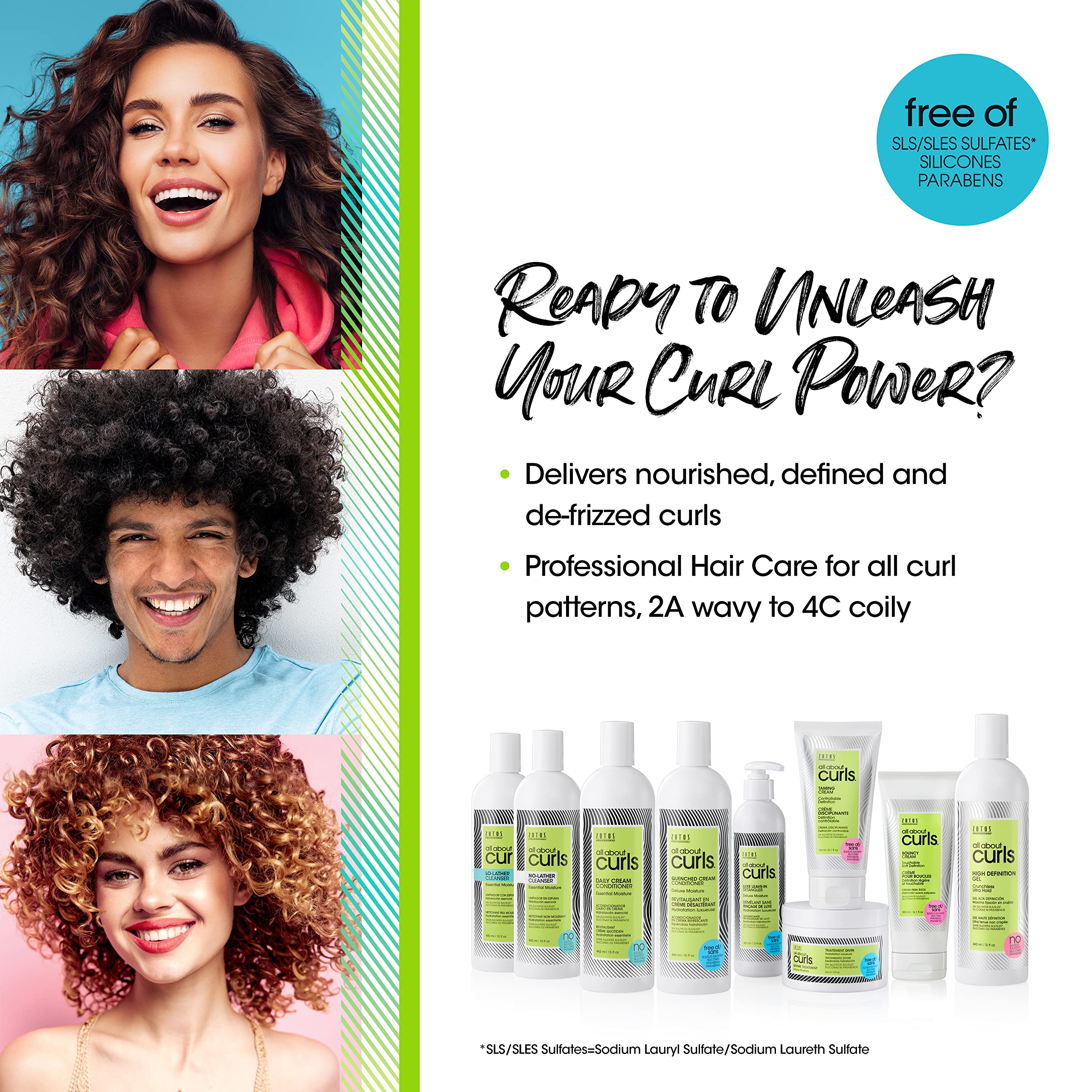 All About Curls Daily Cream Conditioner/ Free of SLS/SLES Sulfates, Silicones & Parabens/ Color-Safe, 32-Ounce, clear (903269)