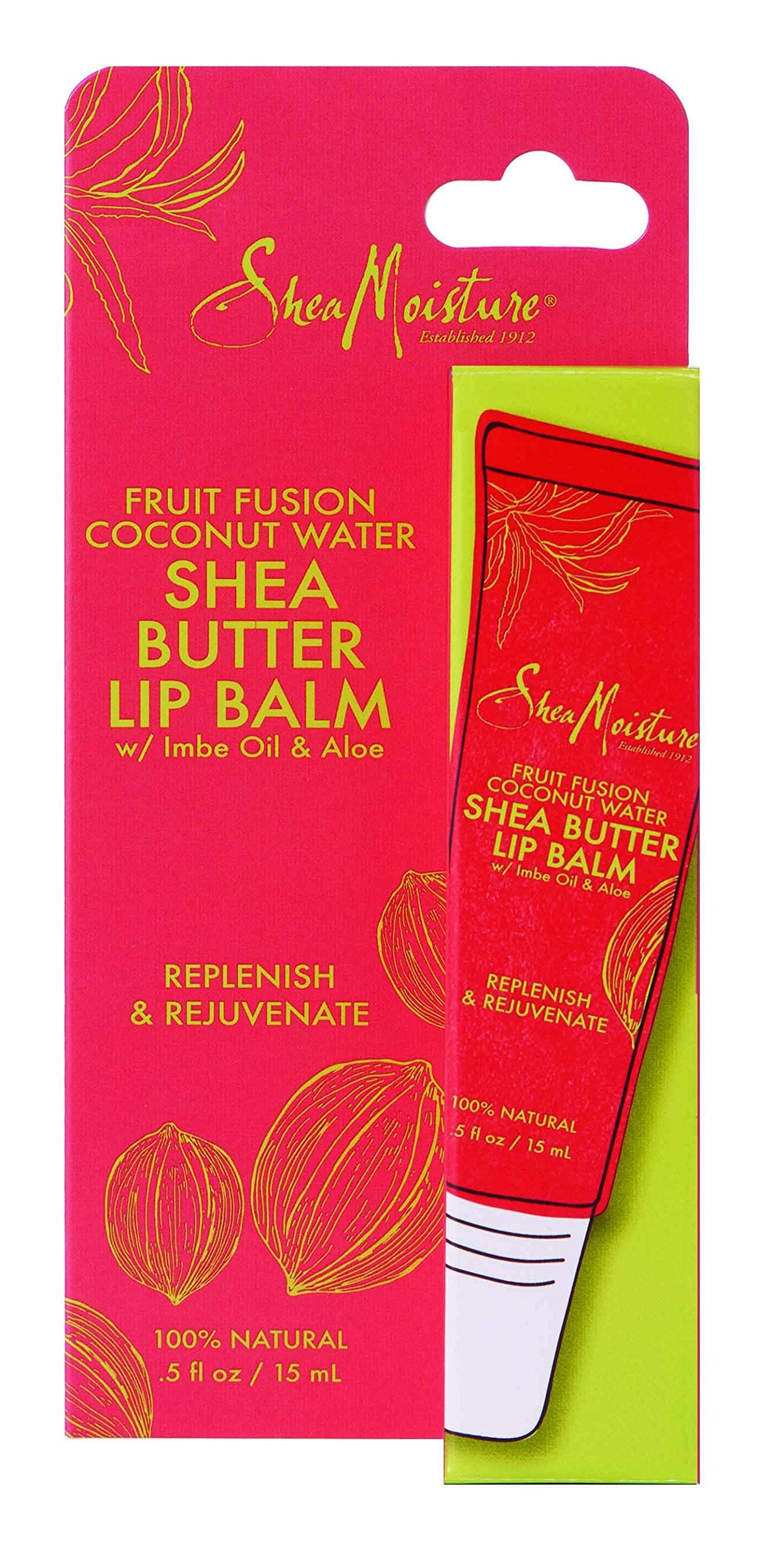 Shea Moisture Fruit Fusion Coconut Water Butter Lip Balm Care for Unisex, 0.5 Ounce