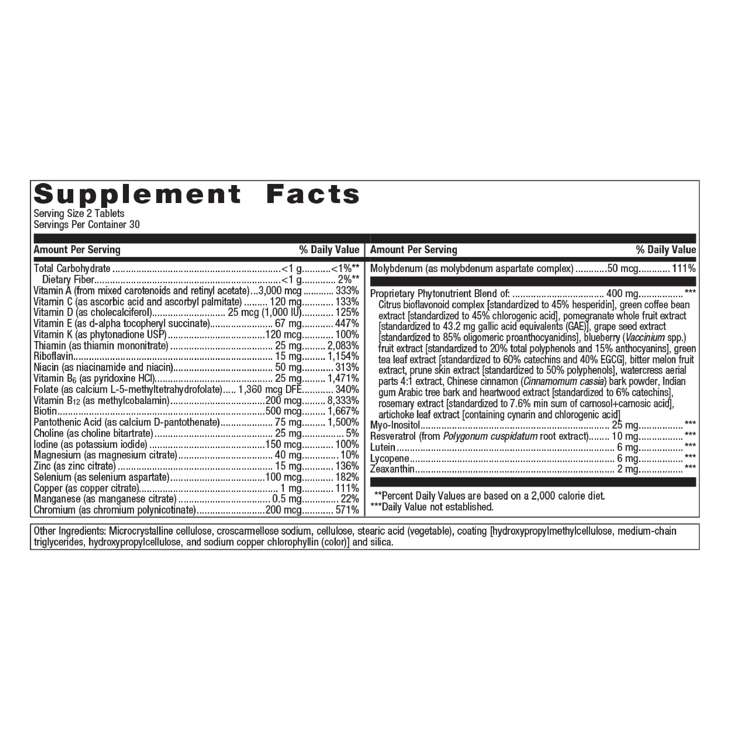 Metagenics PhytoMulti Multivitamin Without Iron - Daily Multivitamin for Overall Health & Aging - 20+ Essential Vitamins & Minerals - with Vitamin B6, Lutein, Zeaxanthin & More - 60 Tablets