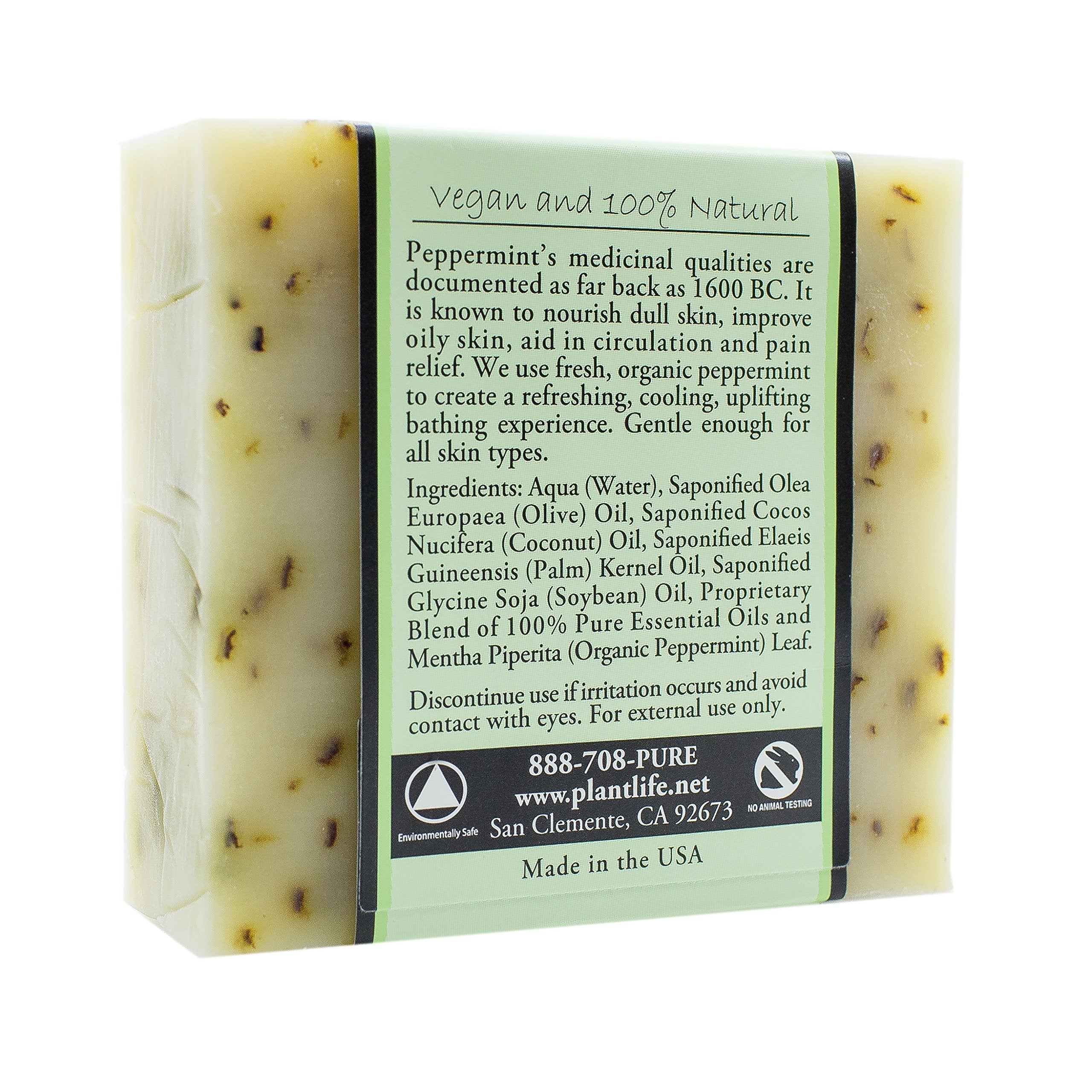 Peppermint 100% Pure & Natural Aromatherapy Herbal Soap- 4 oz (113g)