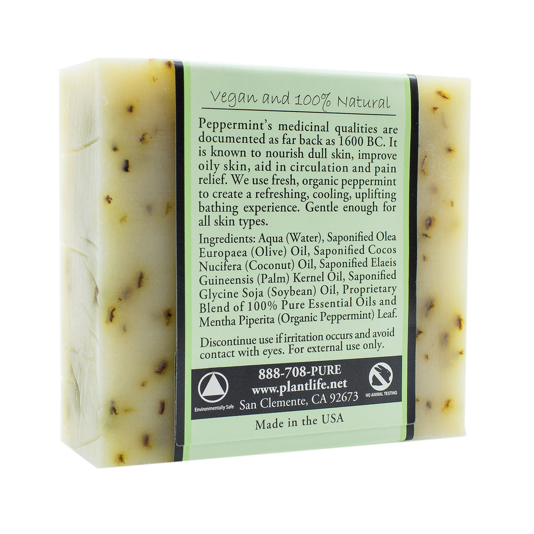 Peppermint 100% Pure & Natural Aromatherapy Herbal Soap- 4 oz (113g)