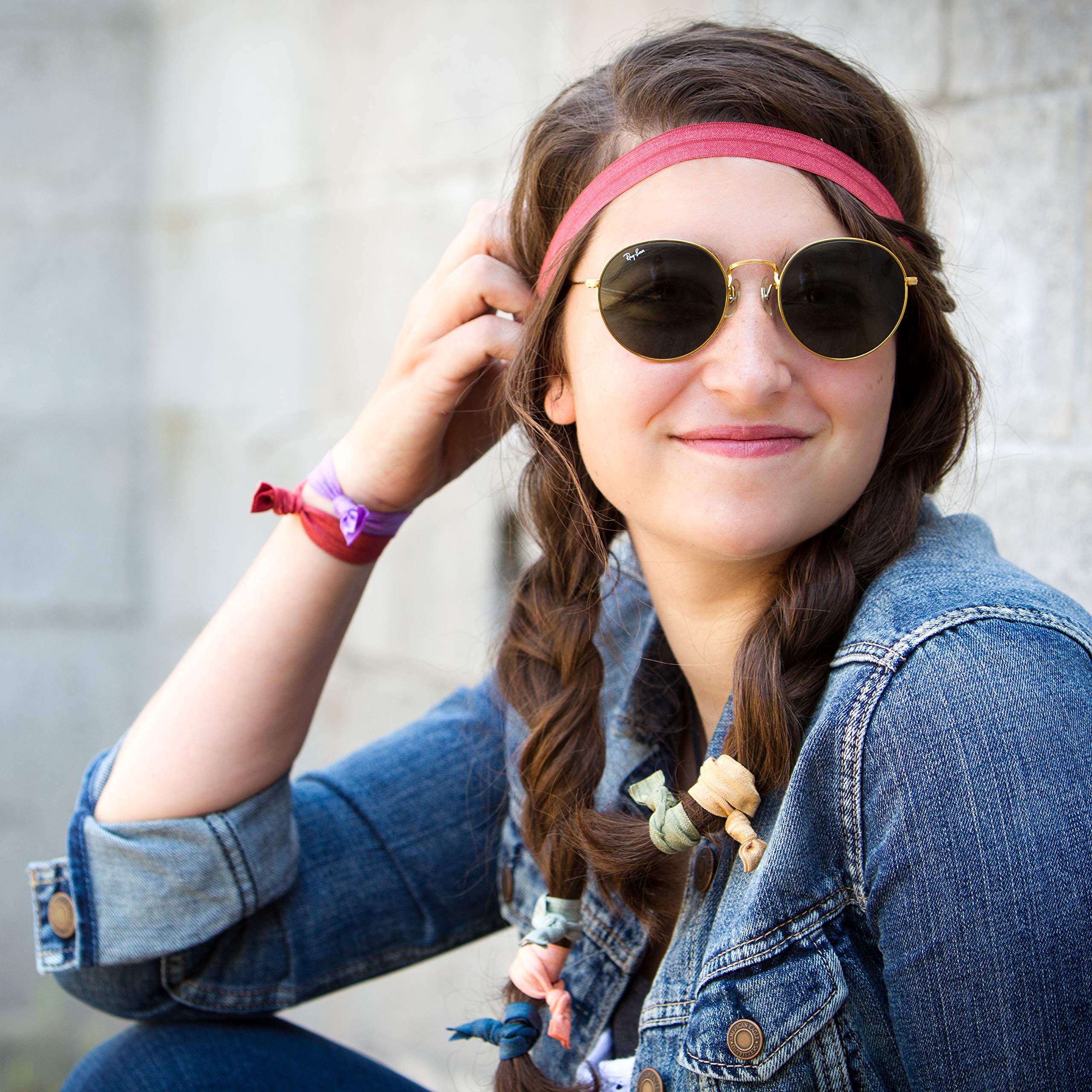 Solid Black No Crease Elastic Headband Hair Ties by THIS SEASON'S COLORS; 5/8 Wide