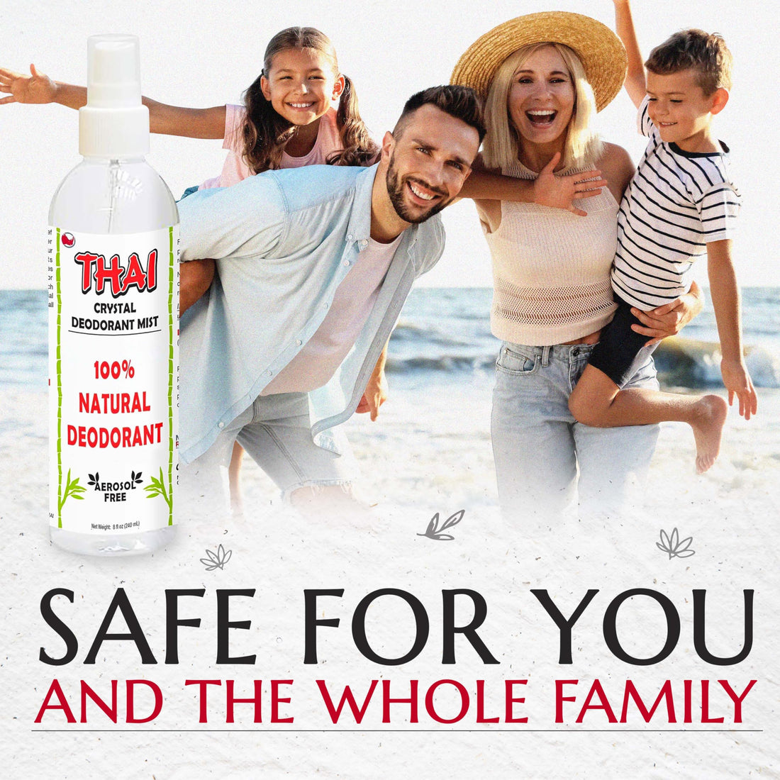 2-PACK Thai Deodorant Crystal Mist Spray (8 Oz) Whole Body Natural Crystal Salt Deodorant Spray for Women Men & Teens