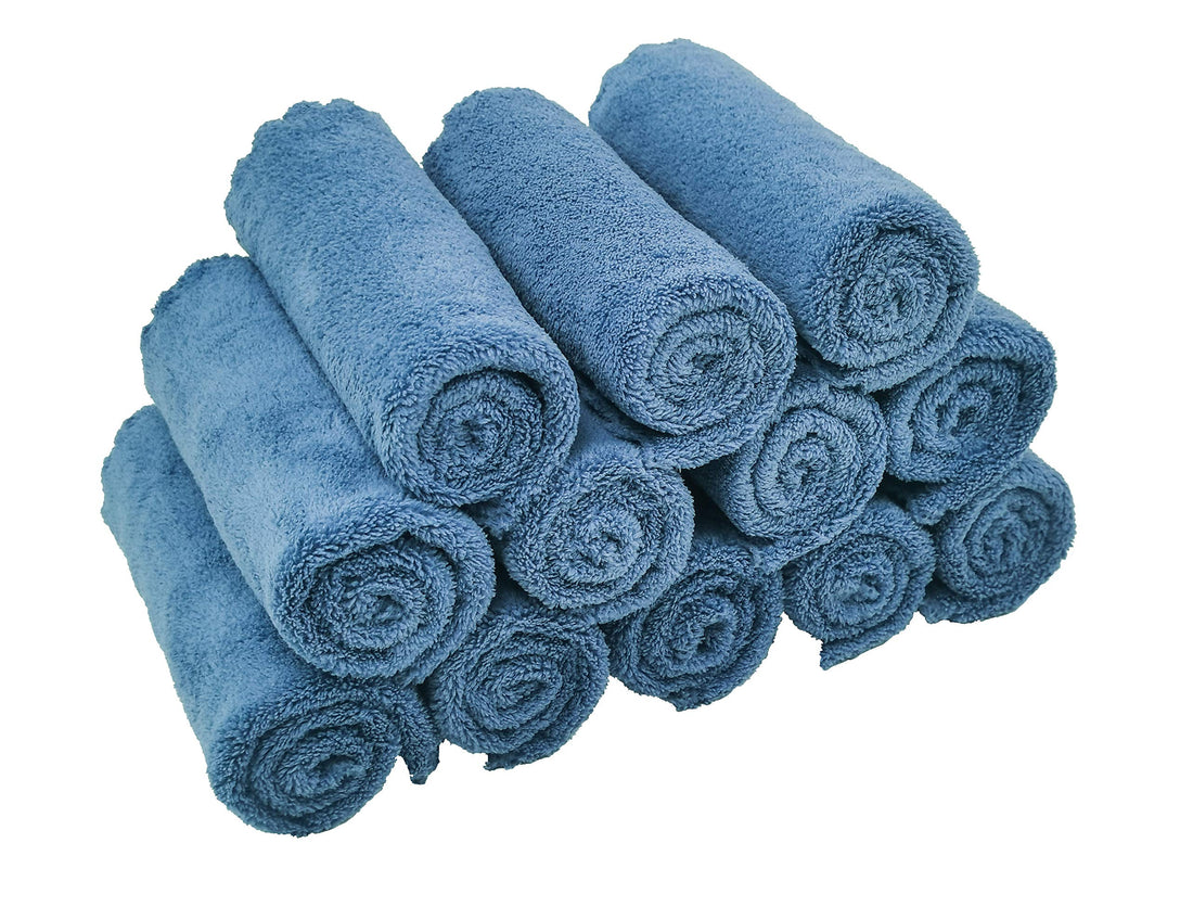 Kyapoo Baby Washcloths 12 Pack 12x12 Inches Microfiber Coral Fleece Extra Absorbent and Soft for Newborns, Infants and Toddlers-Navy Blue