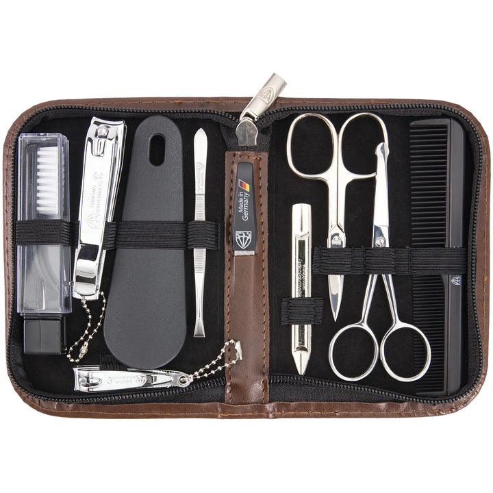 THREE SWORDS | Exclusive 10-Piece MANICURE - PEDICURE - GROOMING - NAIL CARE set / kit / case | VARIOUS DESIGNS | basic-standard quality (001610)