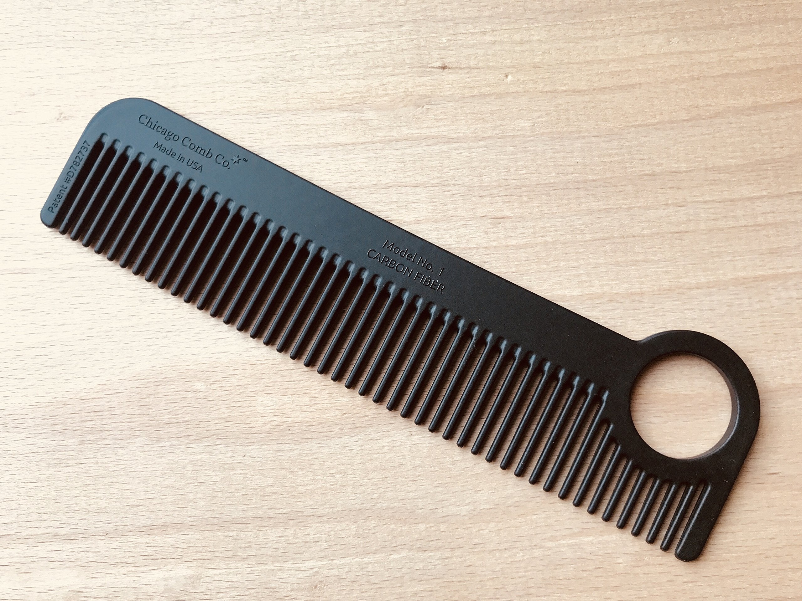 Chicago Comb Model 1 Carbon Fiber, Made in USA, ultra smooth, strong, and light, anti-static, heat-resistant, 5.5 inches (14 cm) long, ultimate daily use, pocket, and travel comb